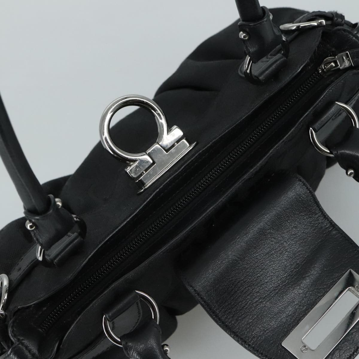 Salvatore Ferragamo Marisa Black Canvas Handbag (Pre-Owned) Size ONE SIZE - 19 Thumbnail