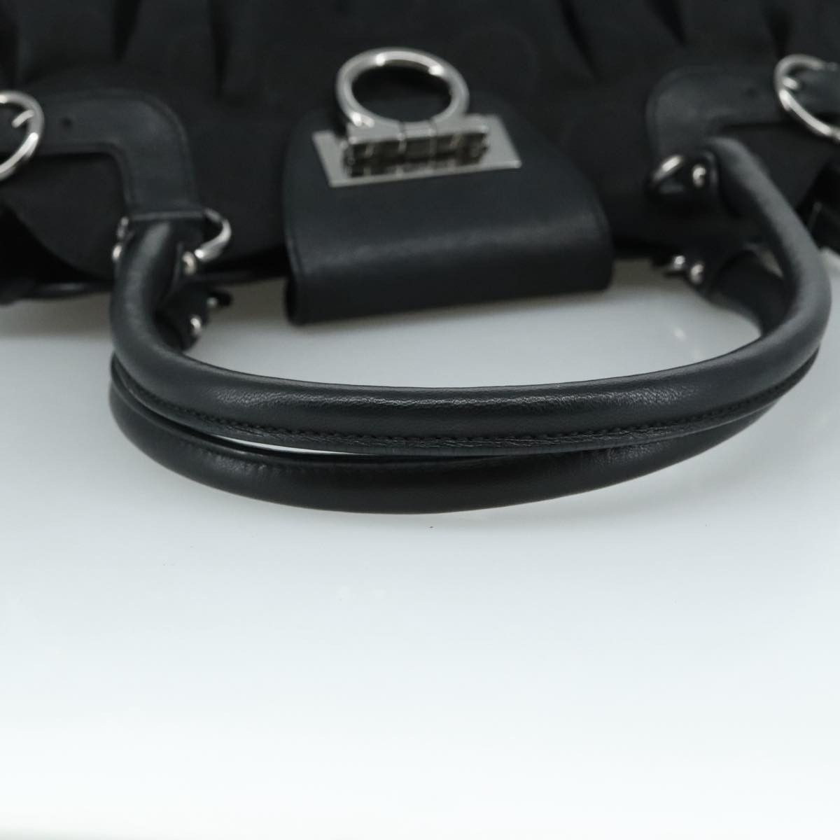 Salvatore Ferragamo Marisa Black Canvas Handbag (Pre-Owned) Size ONE SIZE - 5 Thumbnail