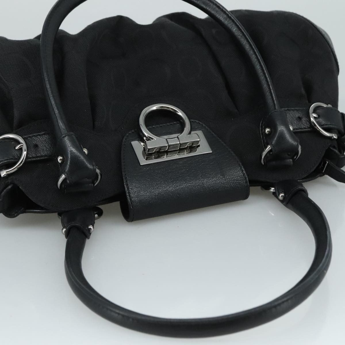 Salvatore Ferragamo Marisa Black Canvas Handbag (Pre-Owned) Size ONE SIZE - 17 Thumbnail