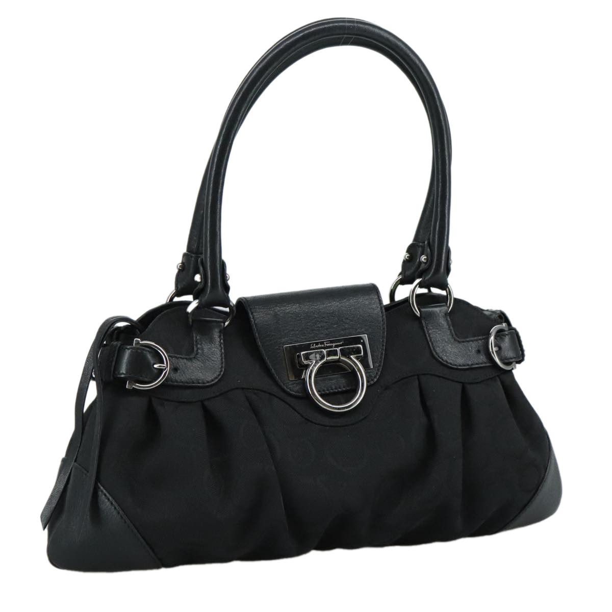 Salvatore Ferragamo Marisa Black Canvas Handbag (Pre-Owned) Size ONE SIZE - 16 Thumbnail