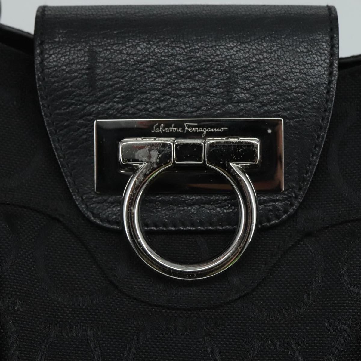 Salvatore Ferragamo Marisa Black Canvas Handbag (Pre-Owned) Size ONE SIZE - 12 Thumbnail