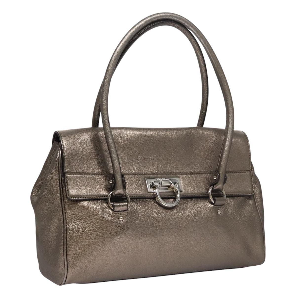 Salvatore Ferragamo Gancini Silver Leather Handbag (Pre-Owned) Size ONE SIZE - 17 Thumbnail