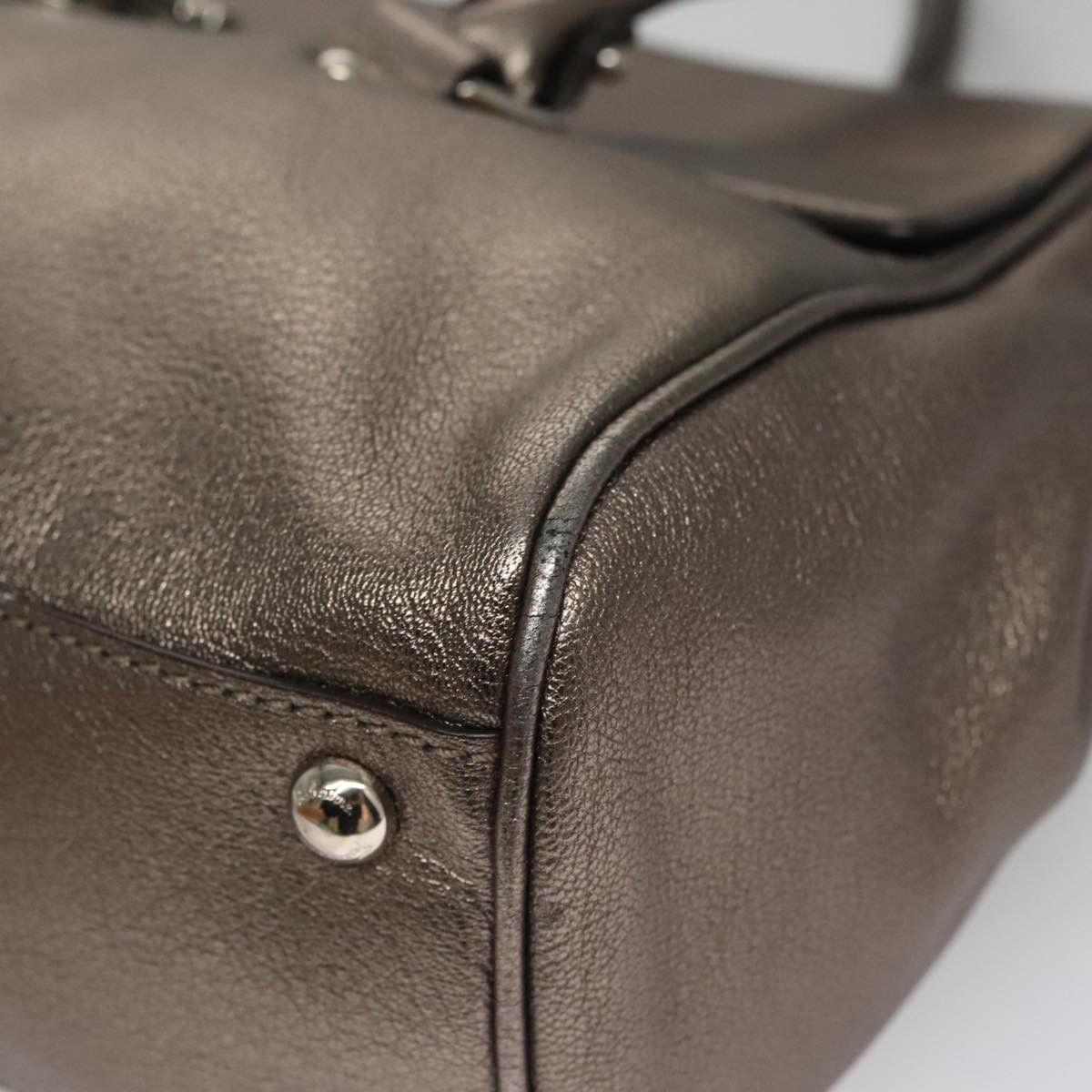 Salvatore Ferragamo Gancini Silver Leather Handbag (Pre-Owned) Size ONE SIZE - 6 Thumbnail