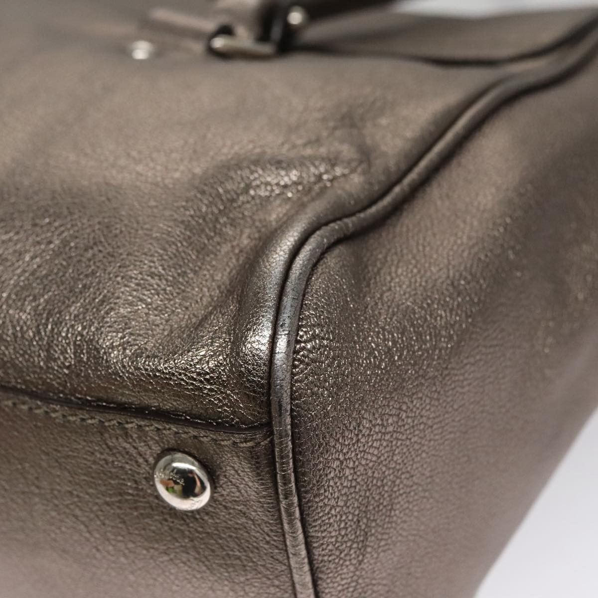 Salvatore Ferragamo Gancini Silver Leather Handbag (Pre-Owned) Size ONE SIZE - 9 Thumbnail