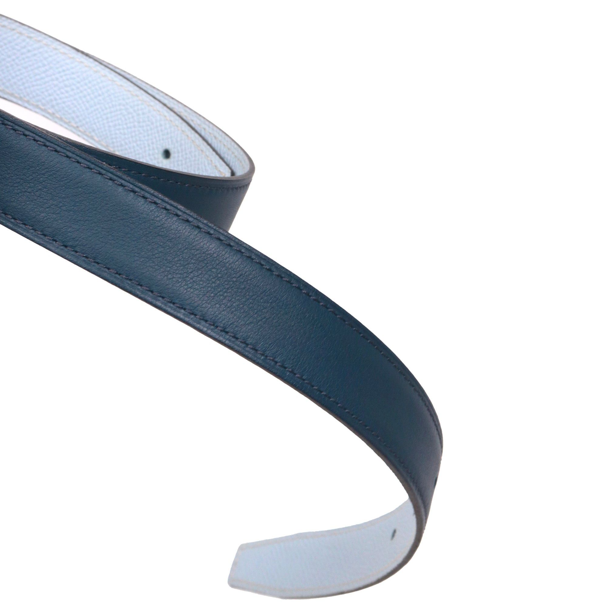 Hermes HERMÈS - Hermès reversible H belt in blue leather (T75) Size ONE SIZE - 3 Thumbnail