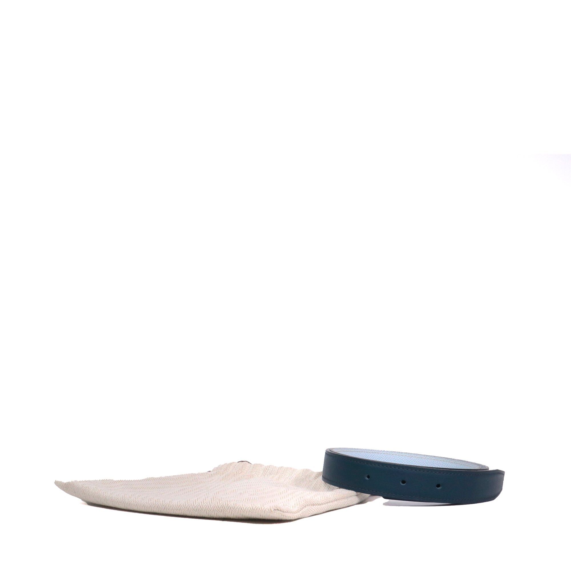 Hermes HERMÈS - Hermès reversible H belt in blue leather (T75) Size ONE SIZE - 6 Thumbnail