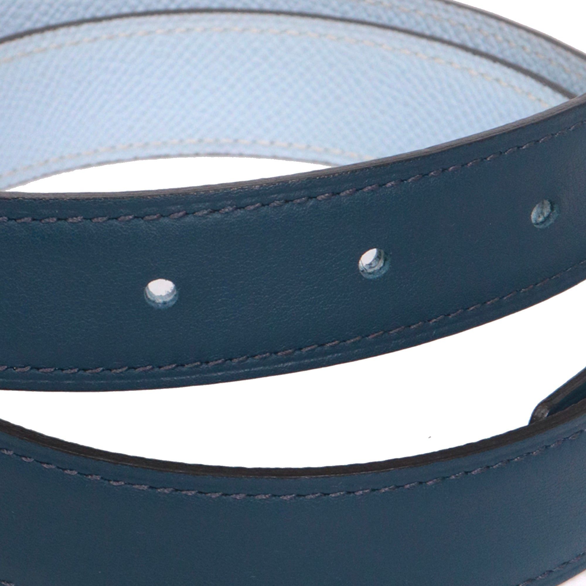 Hermes HERMÈS - Hermès reversible H belt in blue leather (T75) Size ONE SIZE - 2 Thumbnail