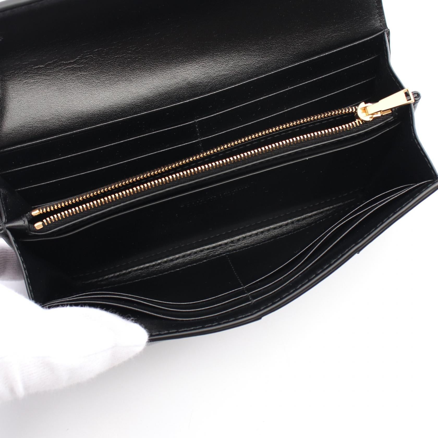Bottega Veneta Bottega Veneta Maxi Intrecciato Bi-Fold Long Wallet Leather Black Size ONE SIZE - 3 Thumbnail