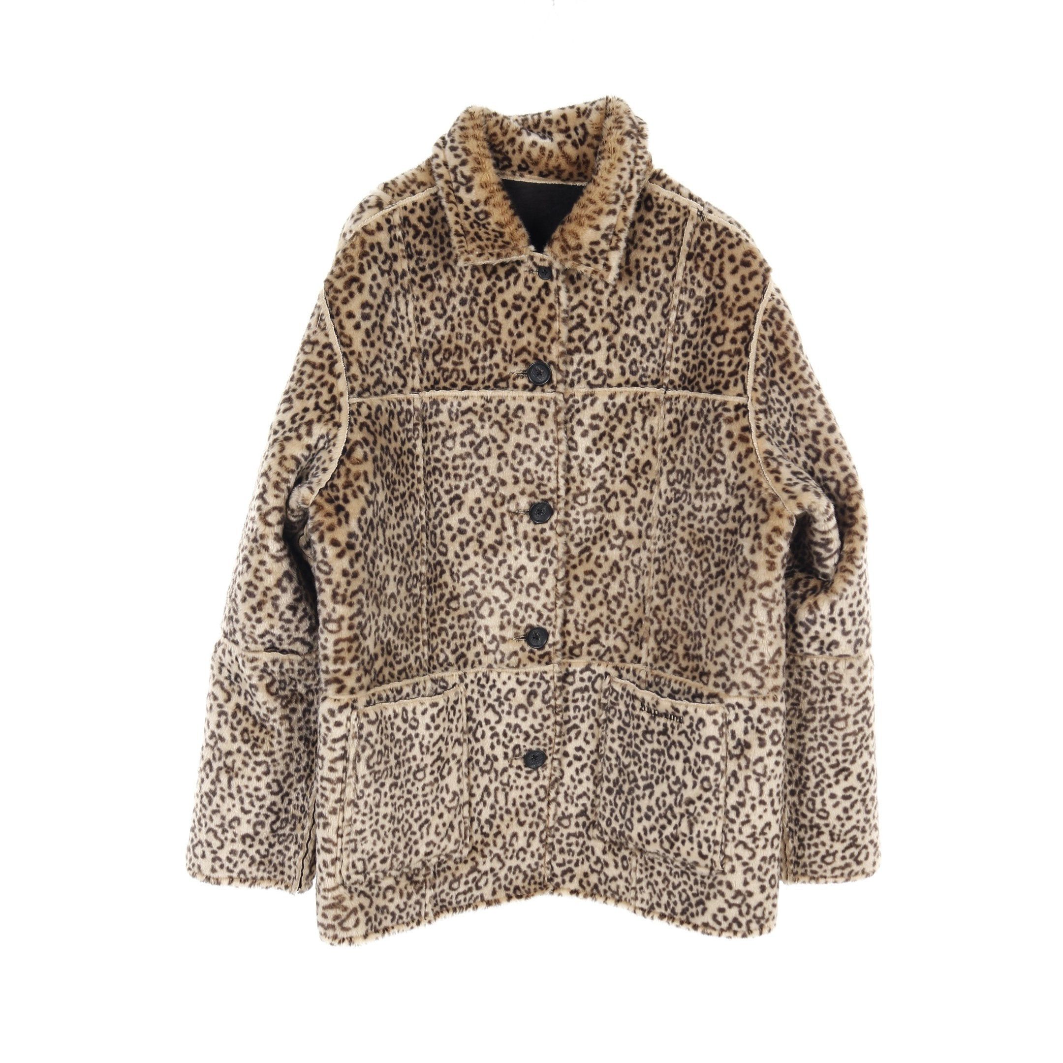 Supreme Supreme Reversible Faux Suede Leopard Coat Black Beige Boa Fabric Size ONE SIZE - 3 Thumbnail