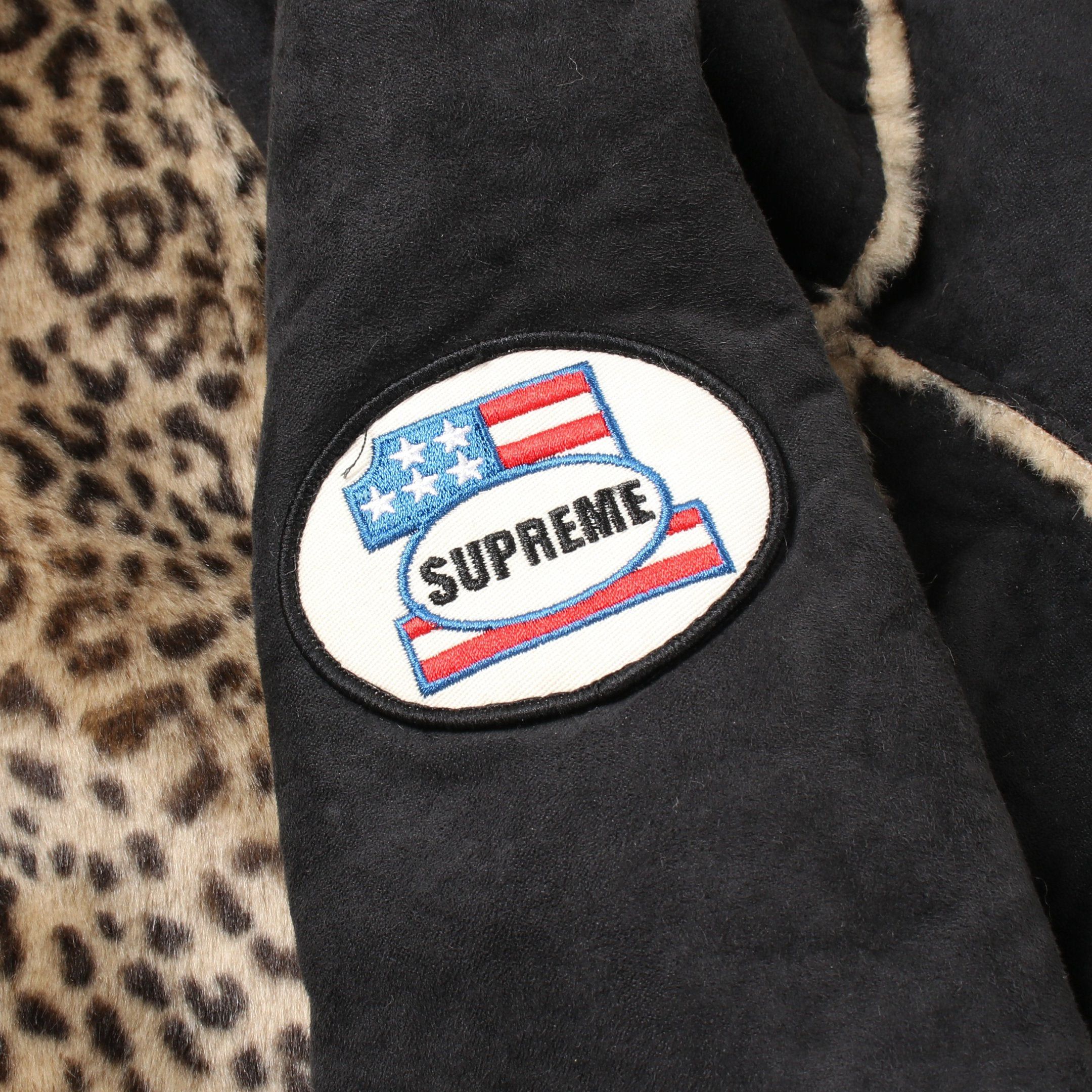 Supreme Supreme Reversible Faux Suede Leopard Coat Black Beige Boa Fabric Size ONE SIZE - 8 Thumbnail