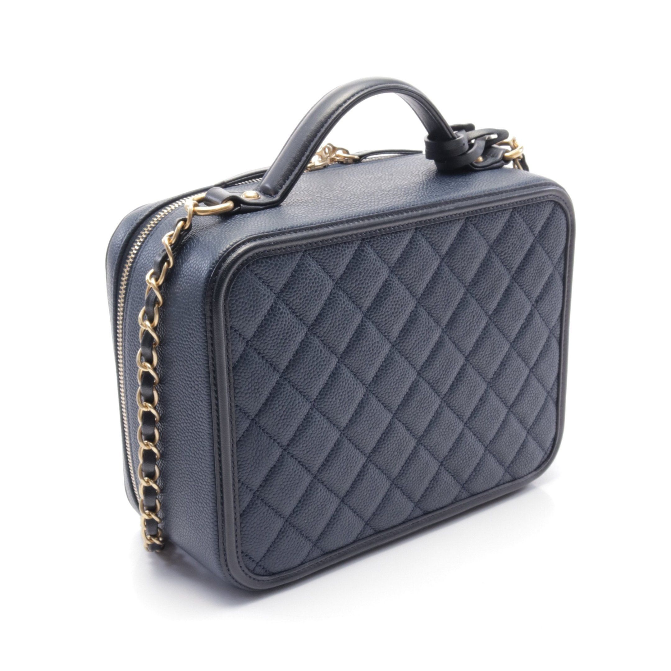 Chanel Chanel Cc Filigree Matelasse Vanity Chain Shoulder Bag Caviar Skin Leather Navy Gold Hardware Size ONE SIZE - 2 Thumbnail