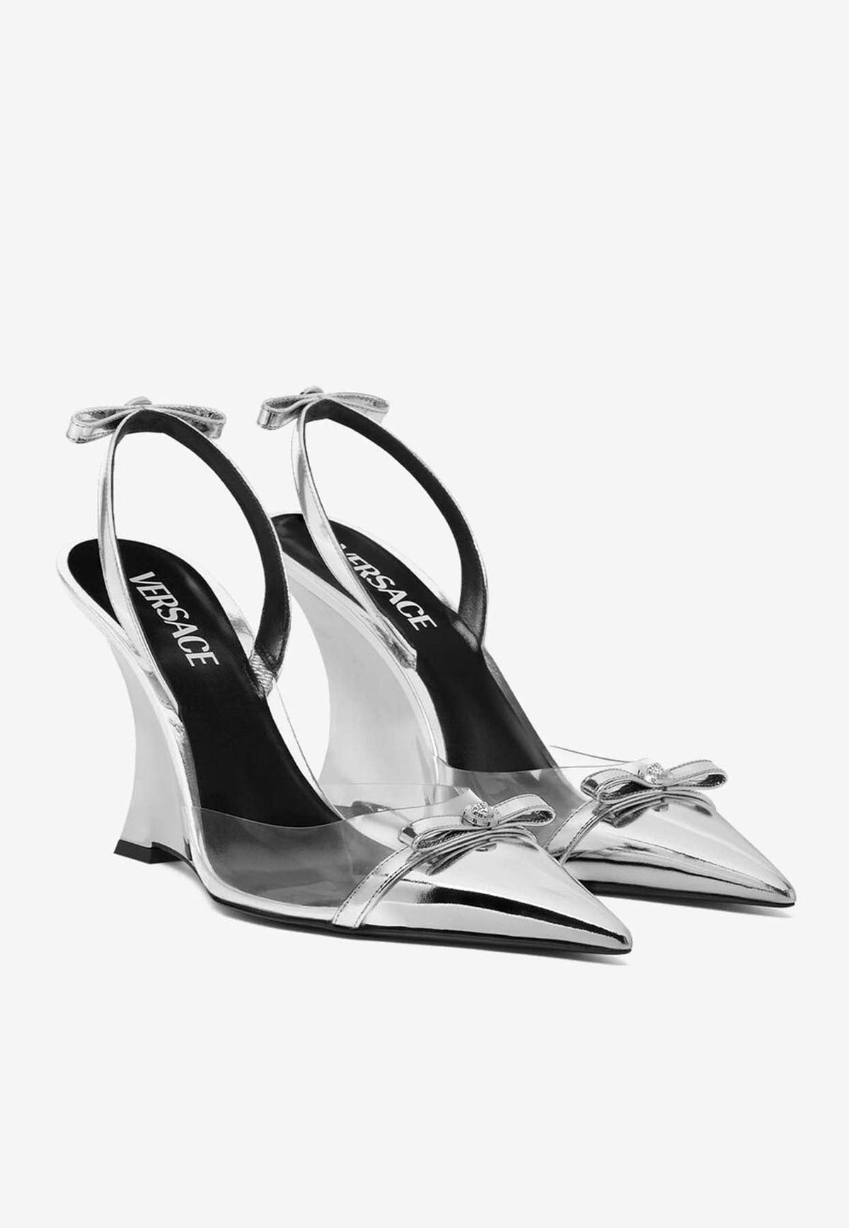 Versace Versace Gianni Ribbon Metallic Wedge Pumps 95mm SIZE 36 Size ONE SIZE - 2 Thumbnail