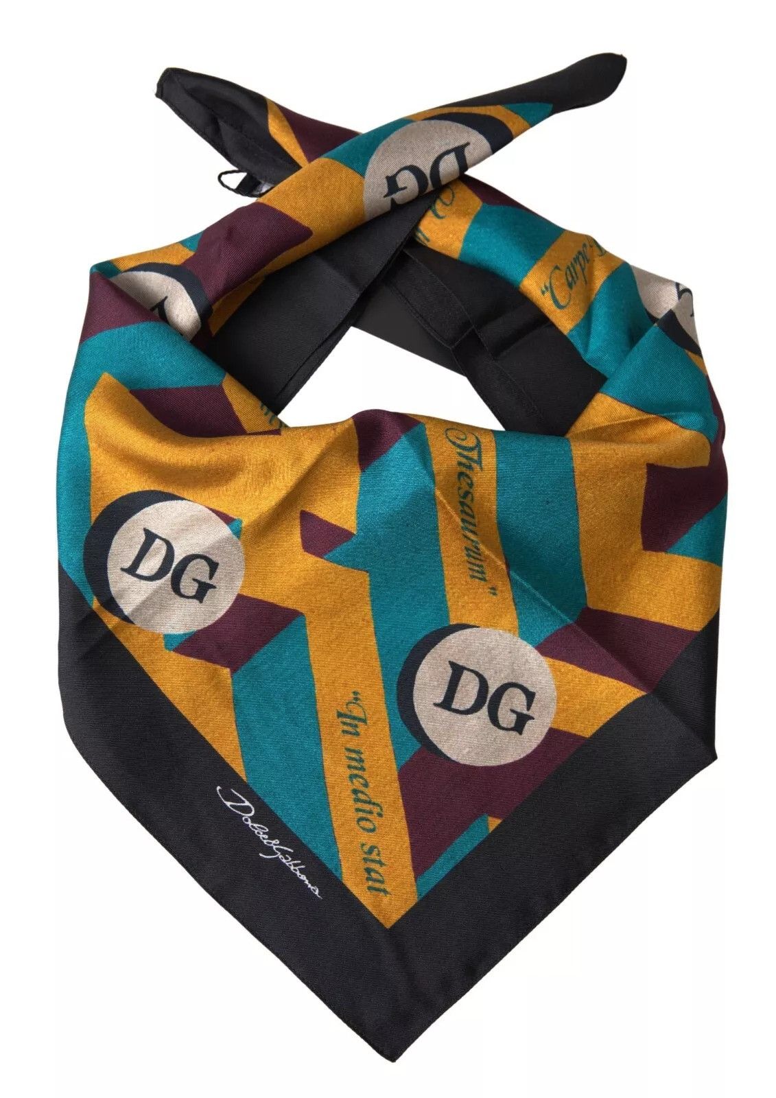 Dolce & Gabbana Multicolor Printed Square Handkerchief Men's Scarf Size ONE SIZE - 2 Thumbnail