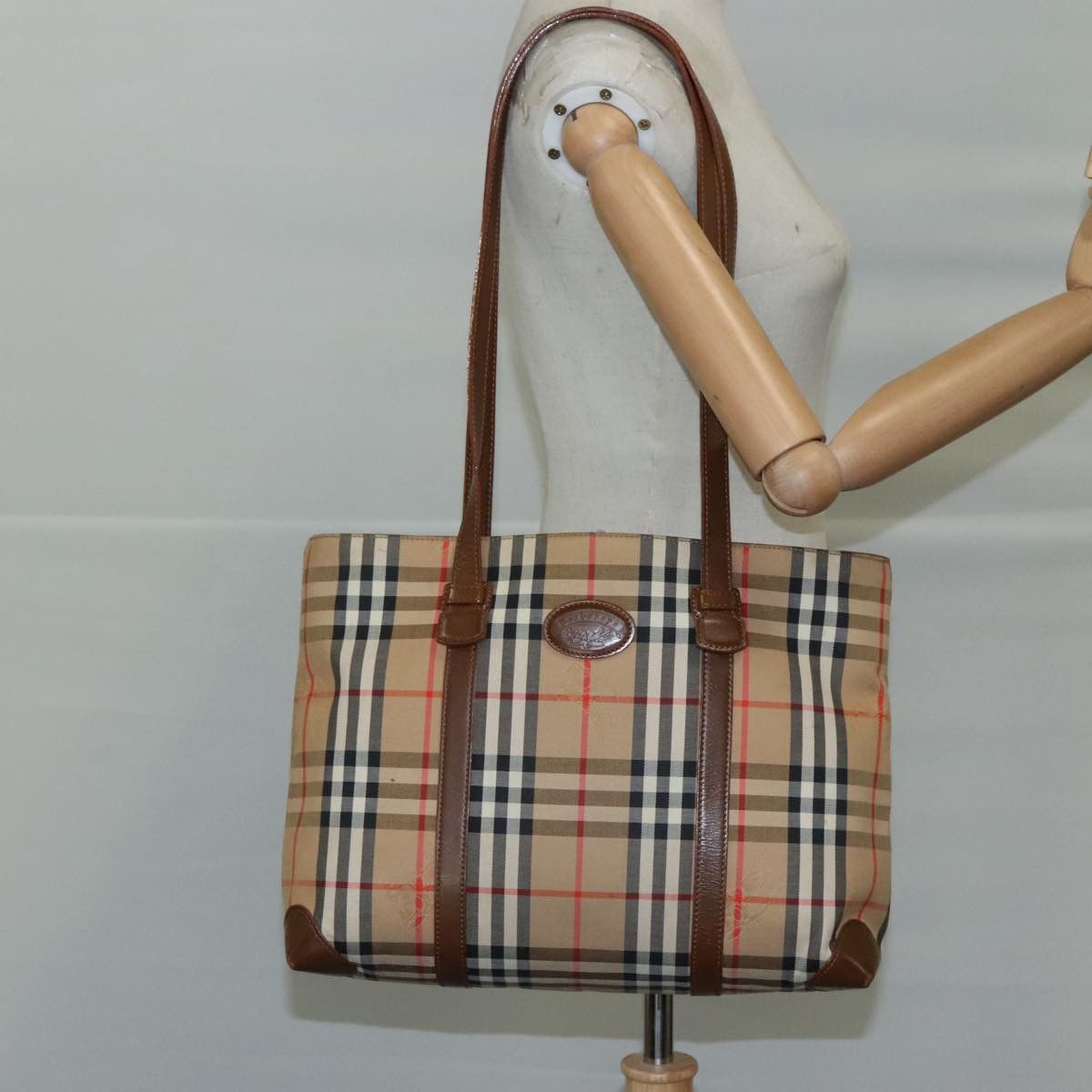 Burberry Nova Check Beige Canvas Tote Bag (Pre-Owned) Size ONE SIZE - 14 Thumbnail