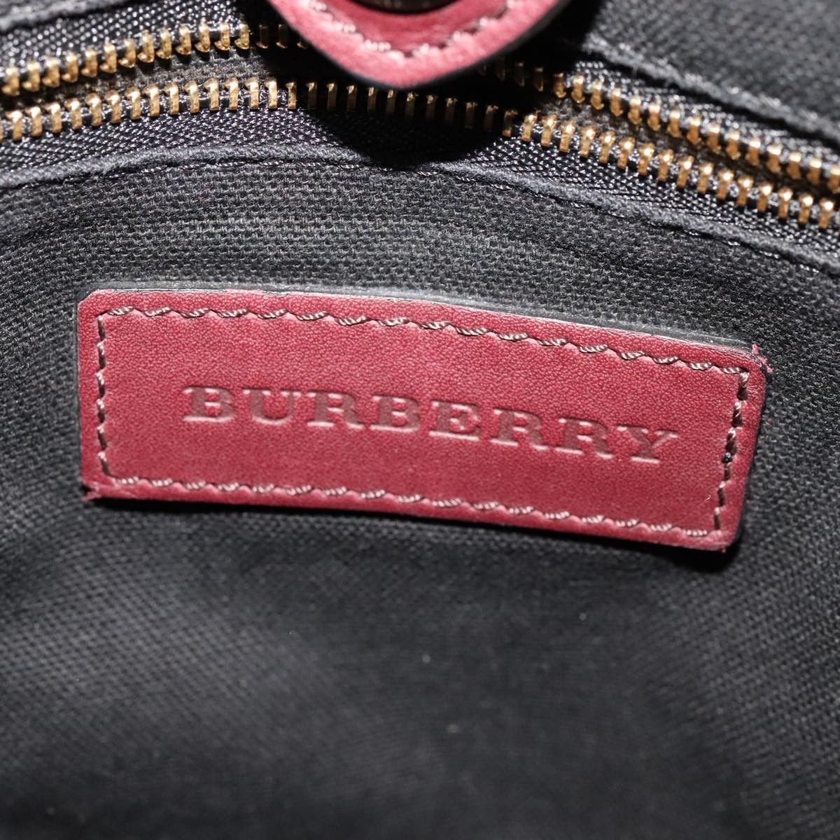 Burberry House Check Burgundy Leather Shoulder Bag (Pre-Owned) Size ONE SIZE - 13 Thumbnail
