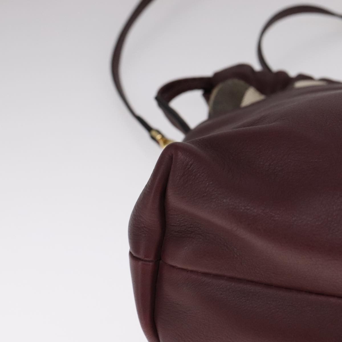 Burberry House Check Burgundy Leather Shoulder Bag (Pre-Owned) Size ONE SIZE - 7 Thumbnail