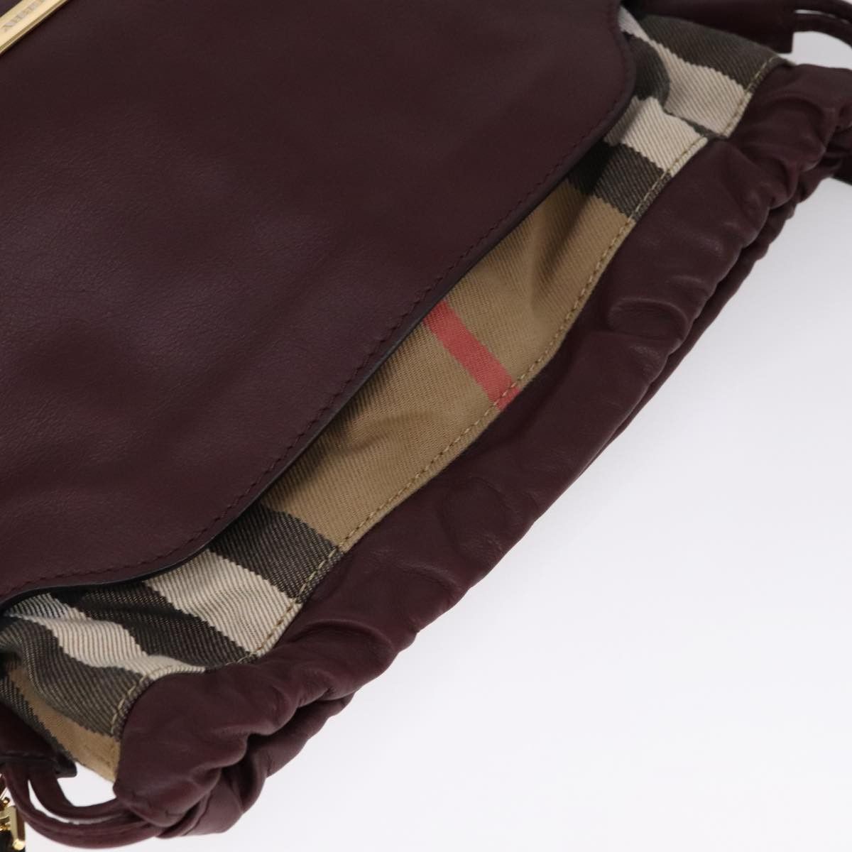 Burberry House Check Burgundy Leather Shoulder Bag (Pre-Owned) Size ONE SIZE - 16 Thumbnail