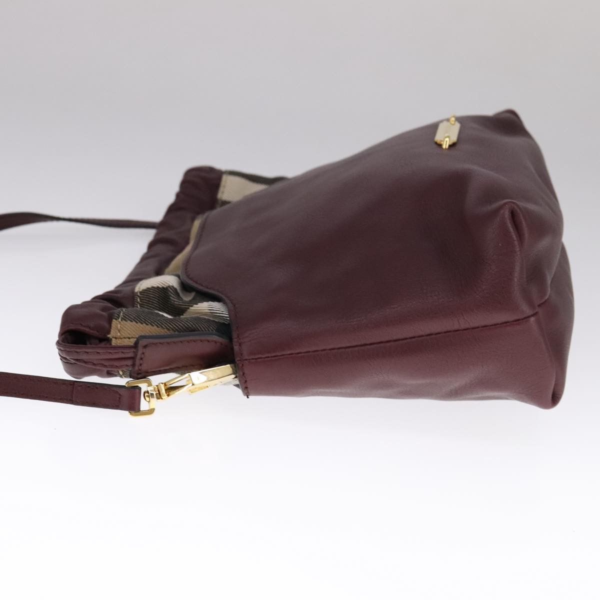 Burberry House Check Burgundy Leather Shoulder Bag (Pre-Owned) Size ONE SIZE - 3 Thumbnail