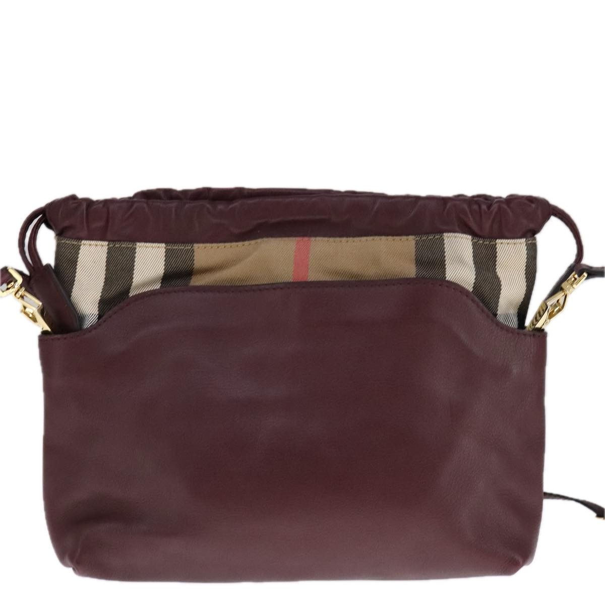 Burberry House Check Burgundy Leather Shoulder Bag (Pre-Owned) Size ONE SIZE - 2 Thumbnail