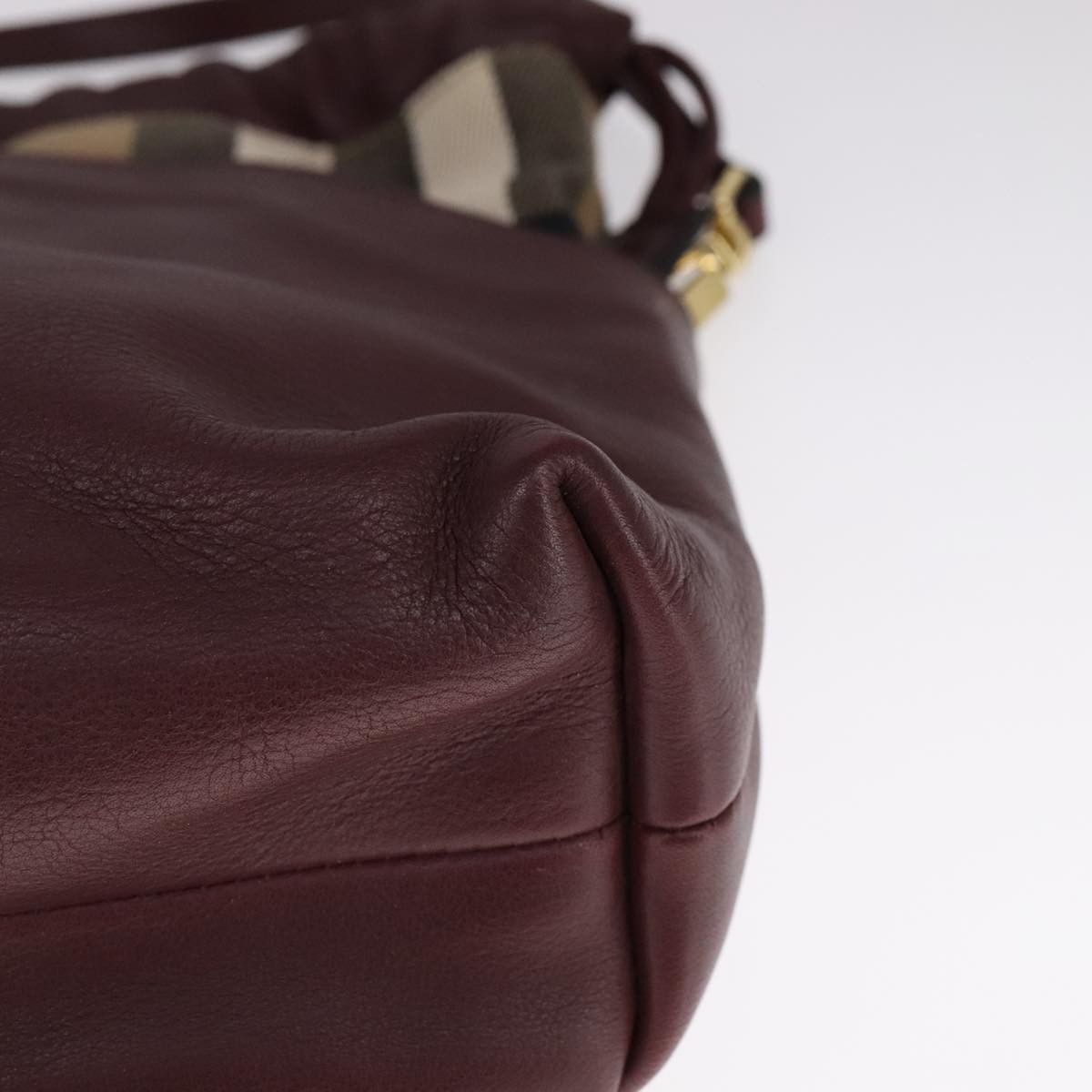 Burberry House Check Burgundy Leather Shoulder Bag (Pre-Owned) Size ONE SIZE - 8 Thumbnail