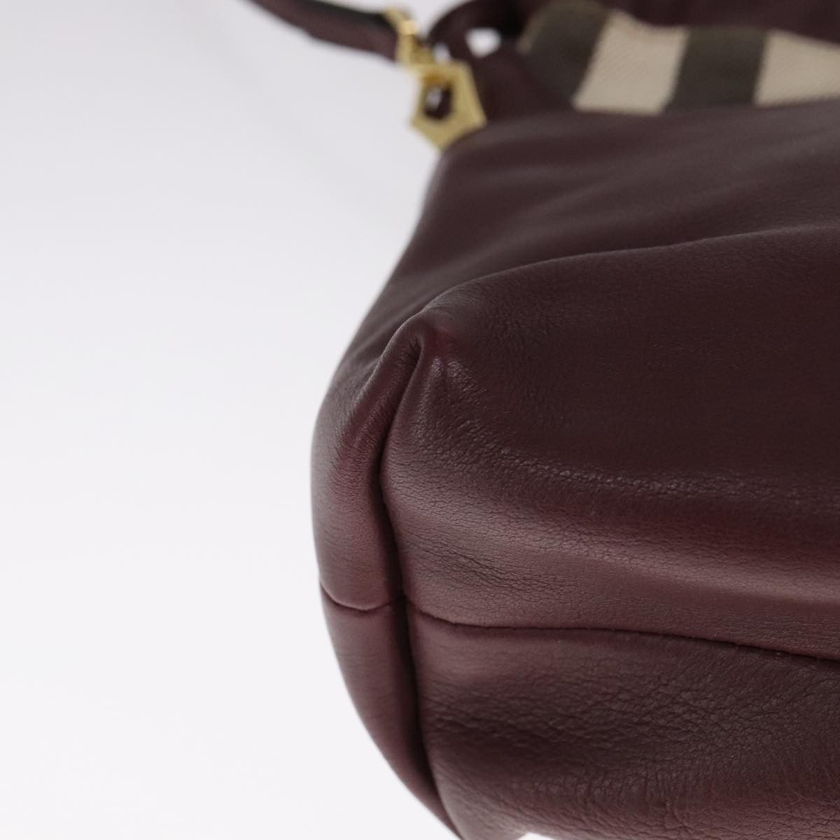 Burberry House Check Burgundy Leather Shoulder Bag (Pre-Owned) Size ONE SIZE - 9 Thumbnail