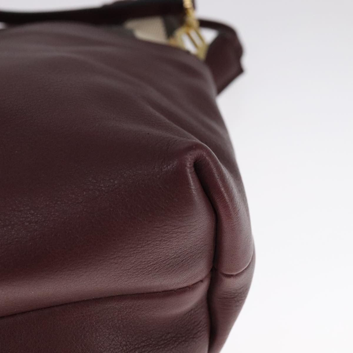 Burberry House Check Burgundy Leather Shoulder Bag (Pre-Owned) Size ONE SIZE - 10 Thumbnail