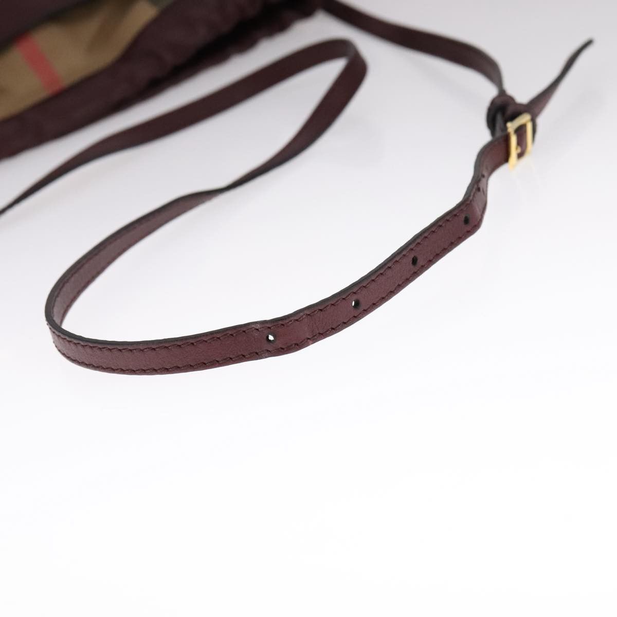 Burberry House Check Burgundy Leather Shoulder Bag (Pre-Owned) Size ONE SIZE - 5 Thumbnail