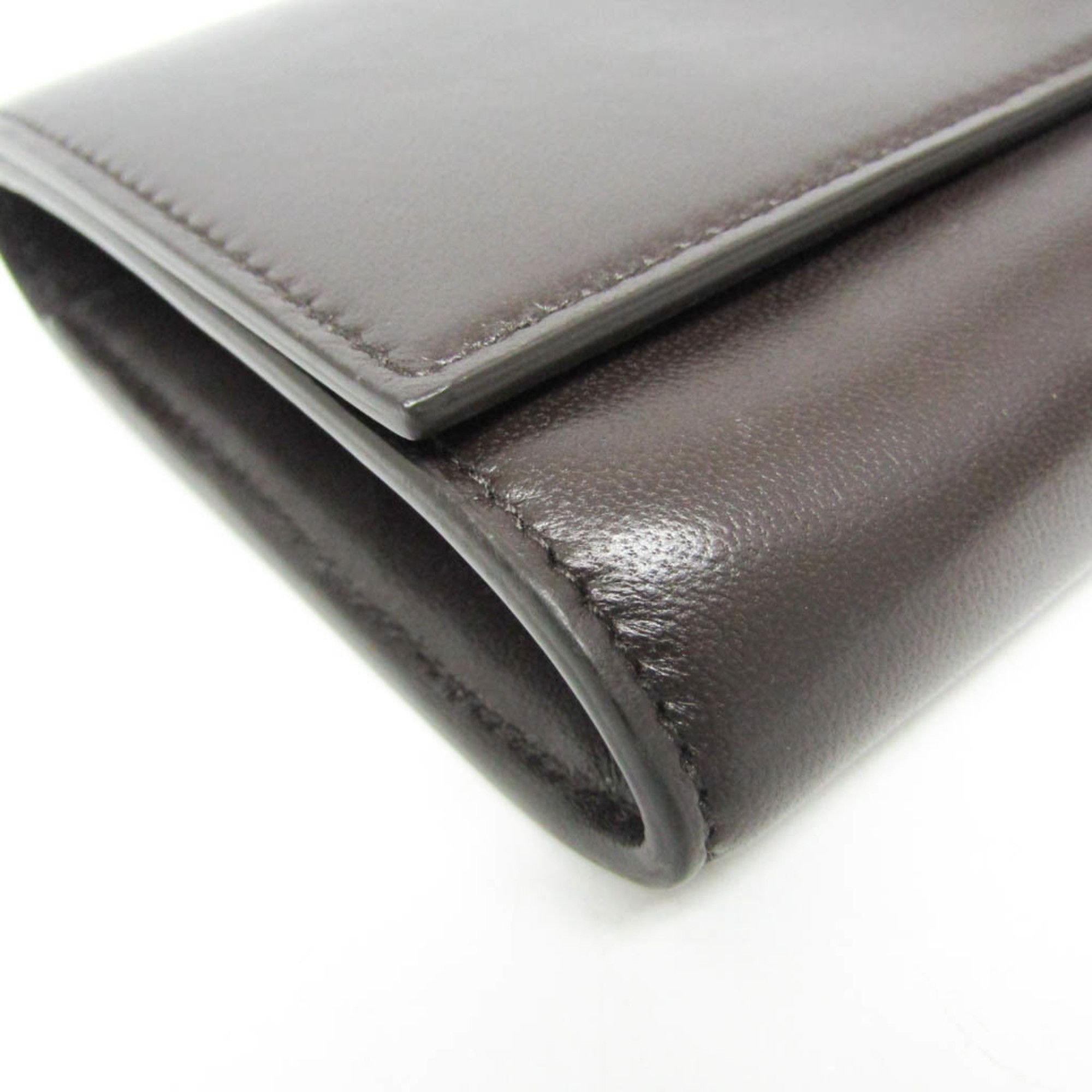 Bottega Veneta Bottega Veneta Triangle Turnlock Men,Women Calfskin Long Wallet (bi-fold) Dark Brown Size ONE SIZE - 7 Thumbnail