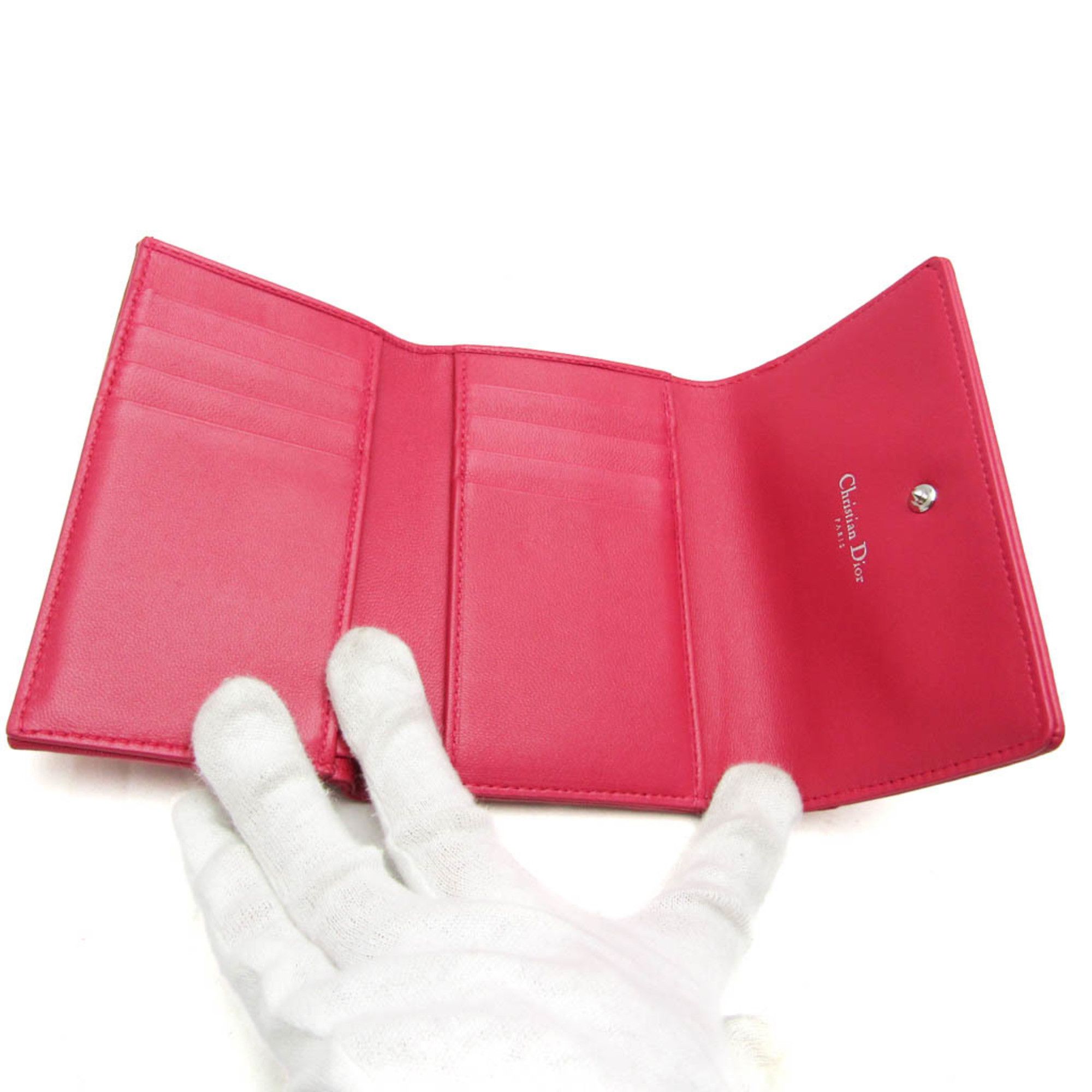 Dior Christian Dior DIORAMA S0617PNAG Women's Leather Wallet (tri-fold) Pink Size ONE SIZE - 4 Thumbnail