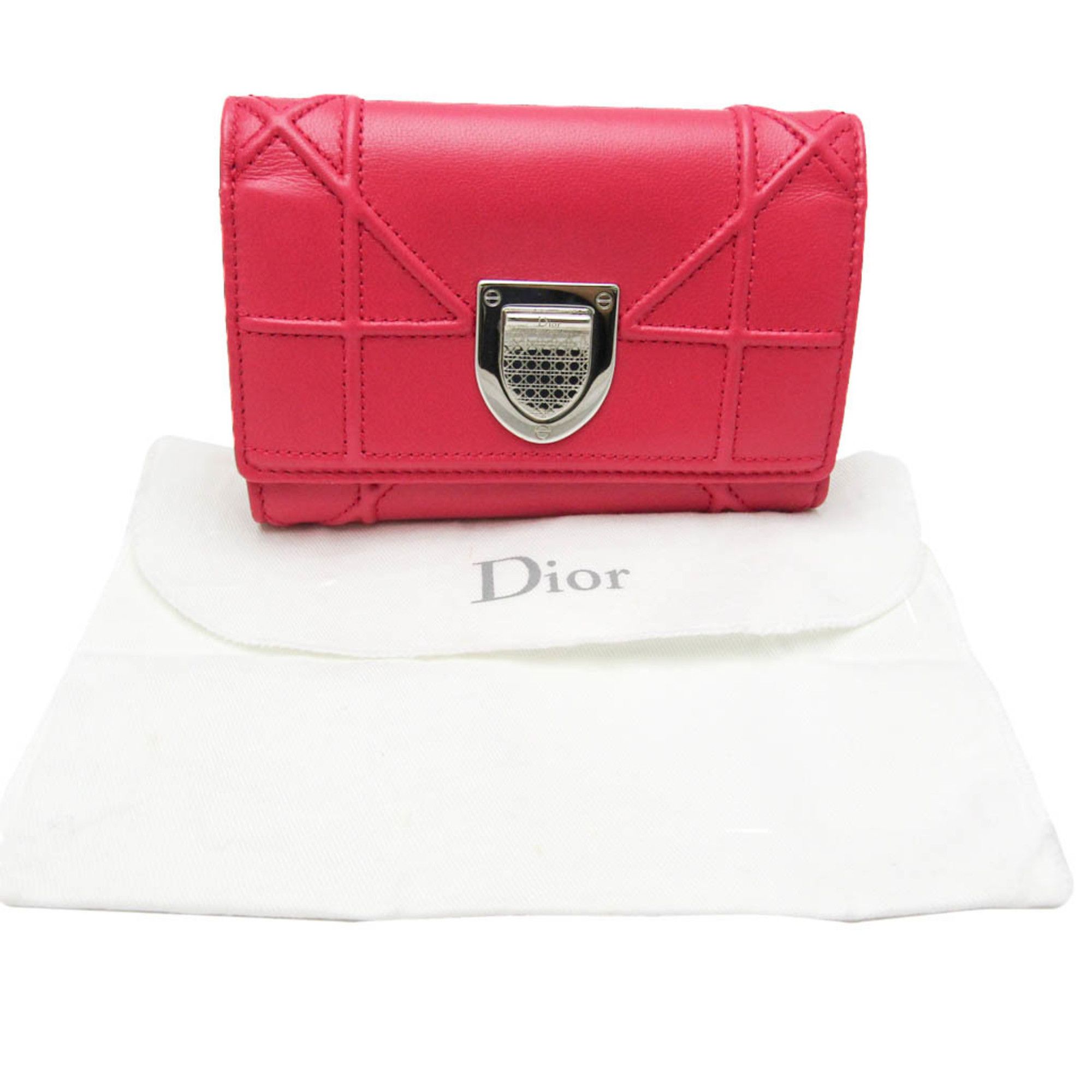 Dior Christian Dior DIORAMA S0617PNAG Women's Leather Wallet (tri-fold) Pink Size ONE SIZE - 2 Thumbnail