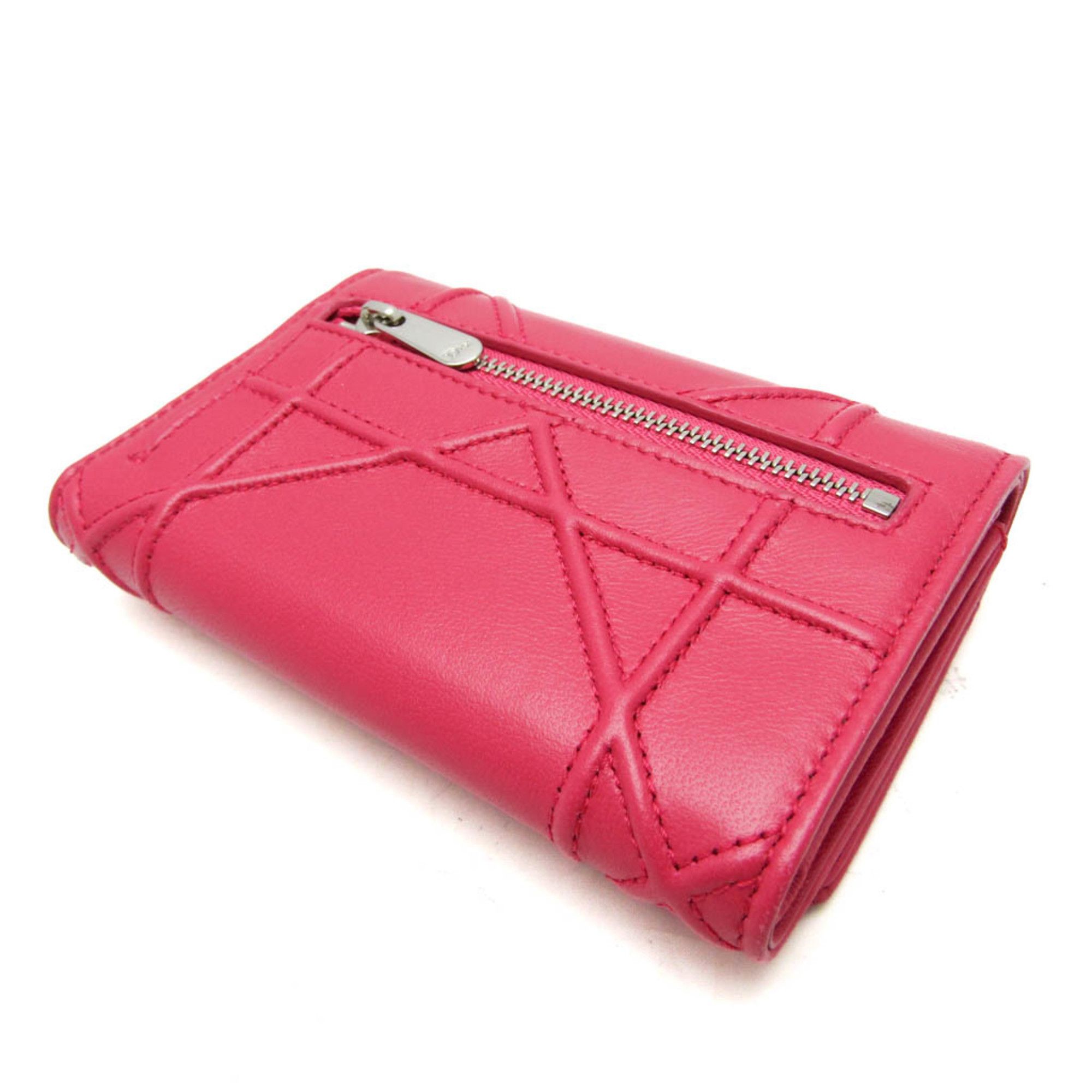 Dior Christian Dior DIORAMA S0617PNAG Women's Leather Wallet (tri-fold) Pink Size ONE SIZE - 3 Thumbnail