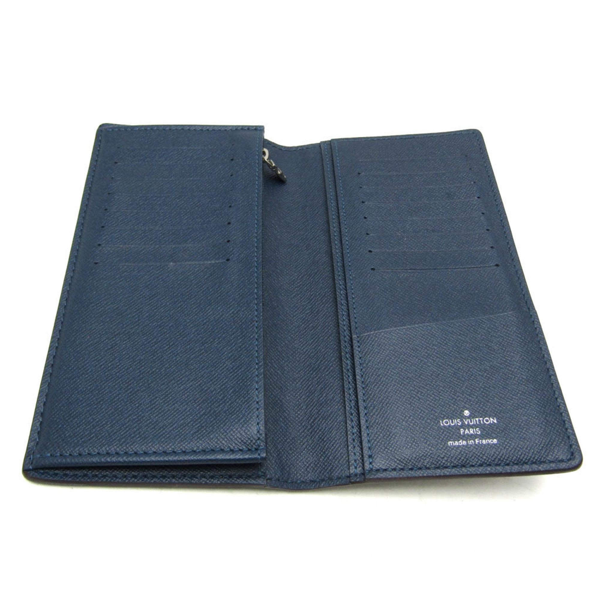 Louis Vuitton Louis Vuitton Taiga Brazza Wallet M30502 Men's Taiga Leather Long Wallet (bi-fold) Navy Blue Size ONE SIZE - 3 Thumbnail