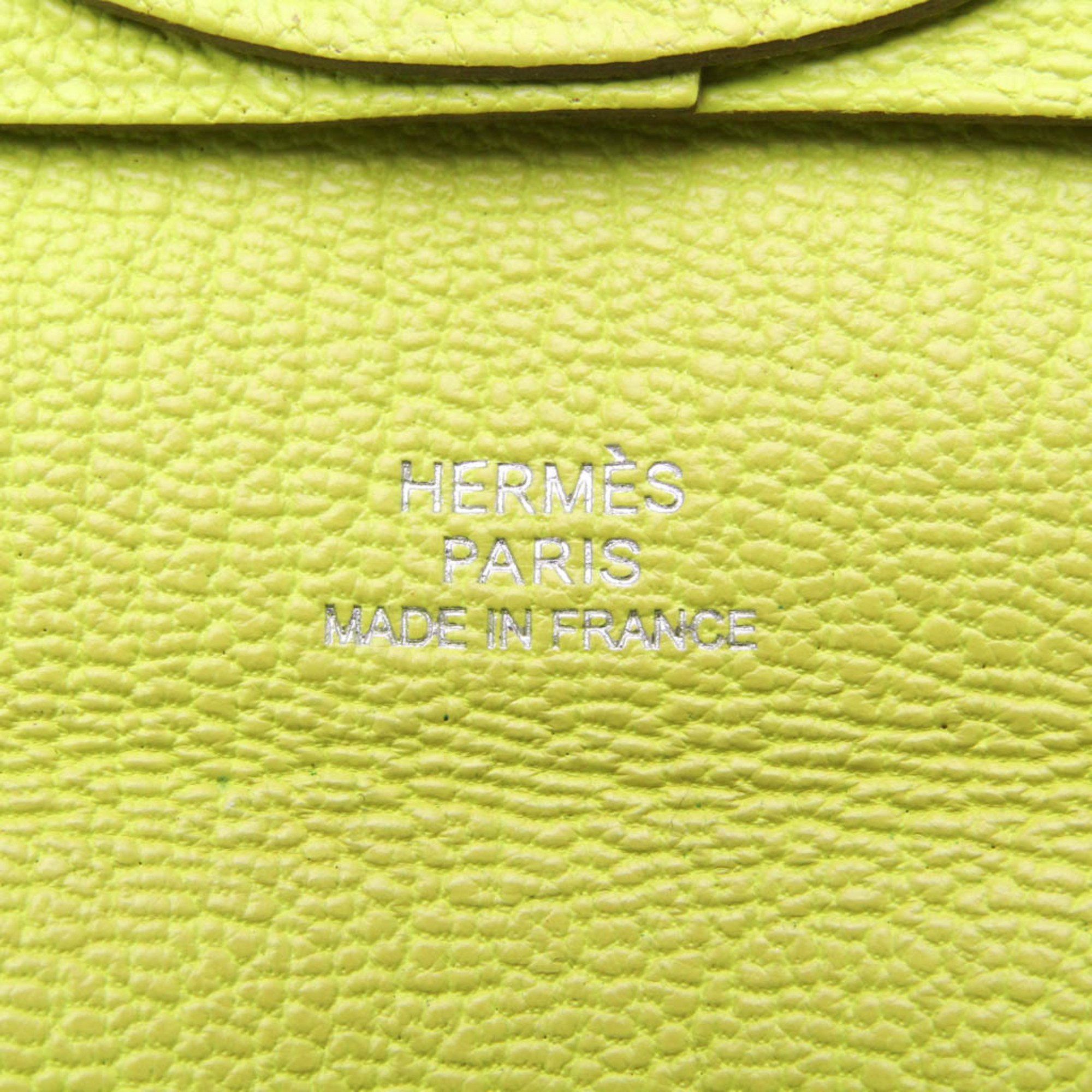 Hermes Hermes Bastia Women's Chevre Leather Coin Purse/coin Case Yellow Size ONE SIZE - 8 Thumbnail