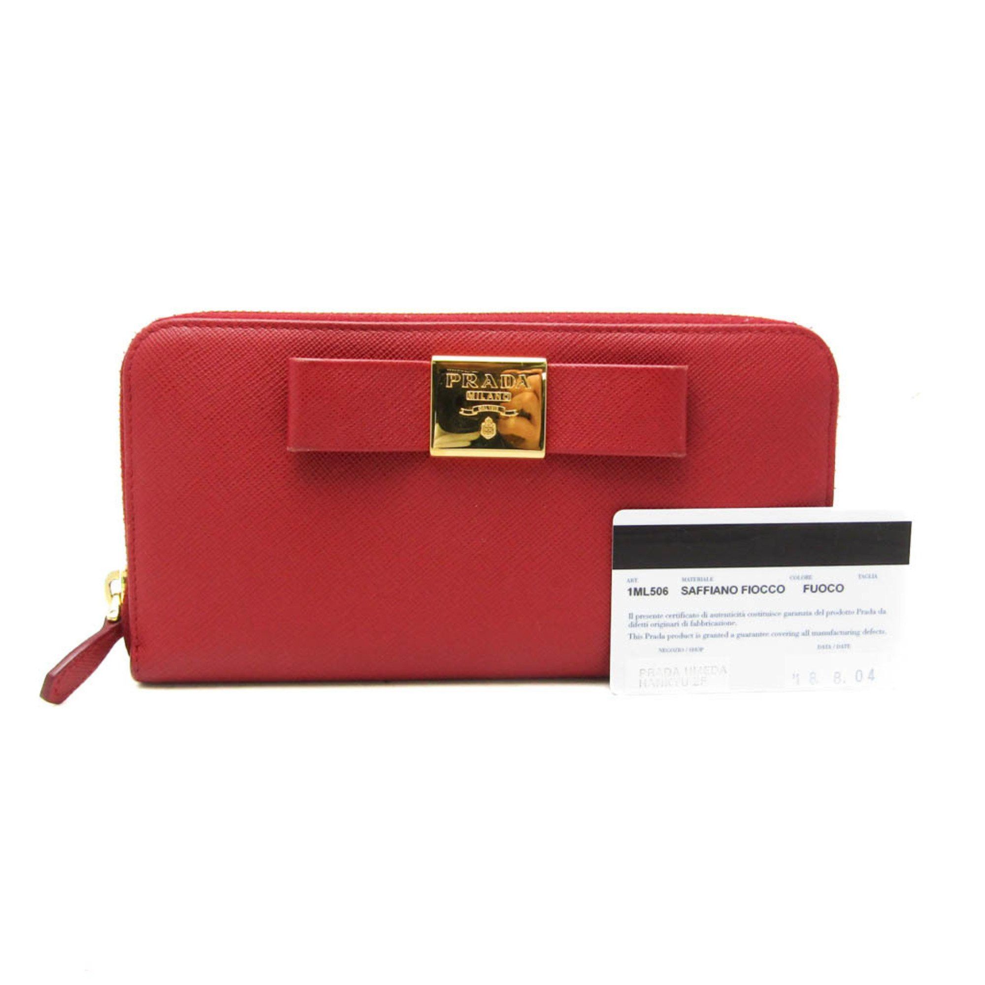 Prada Prada Saffiano SAFFIANO FIOCCO 1ML506 Women's Leather Long Wallet (bi-fold) Red Color Size ONE SIZE - 2 Thumbnail