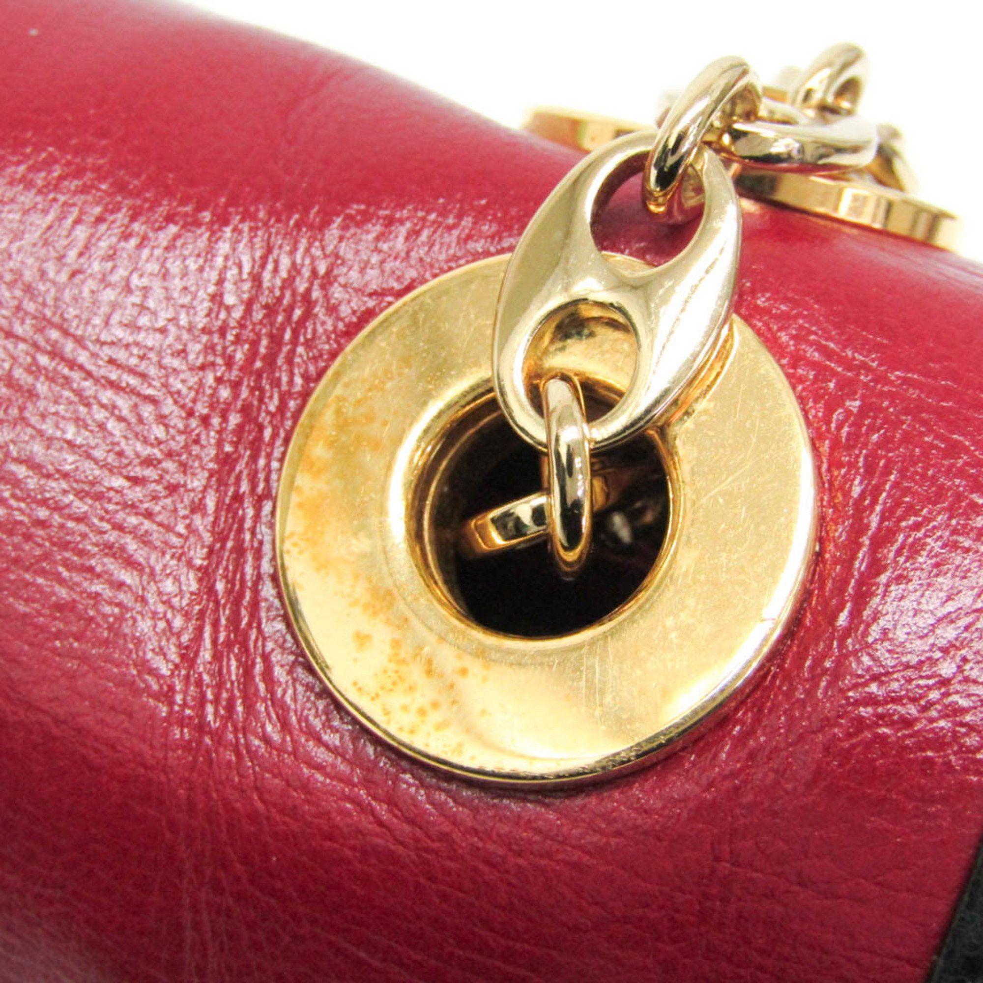 Gucci Gucci Interlocking G Chain Shoulder Bag 576423 Women's Leather Shoulder Bag Black,Red Color Size ONE SIZE - 8 Thumbnail