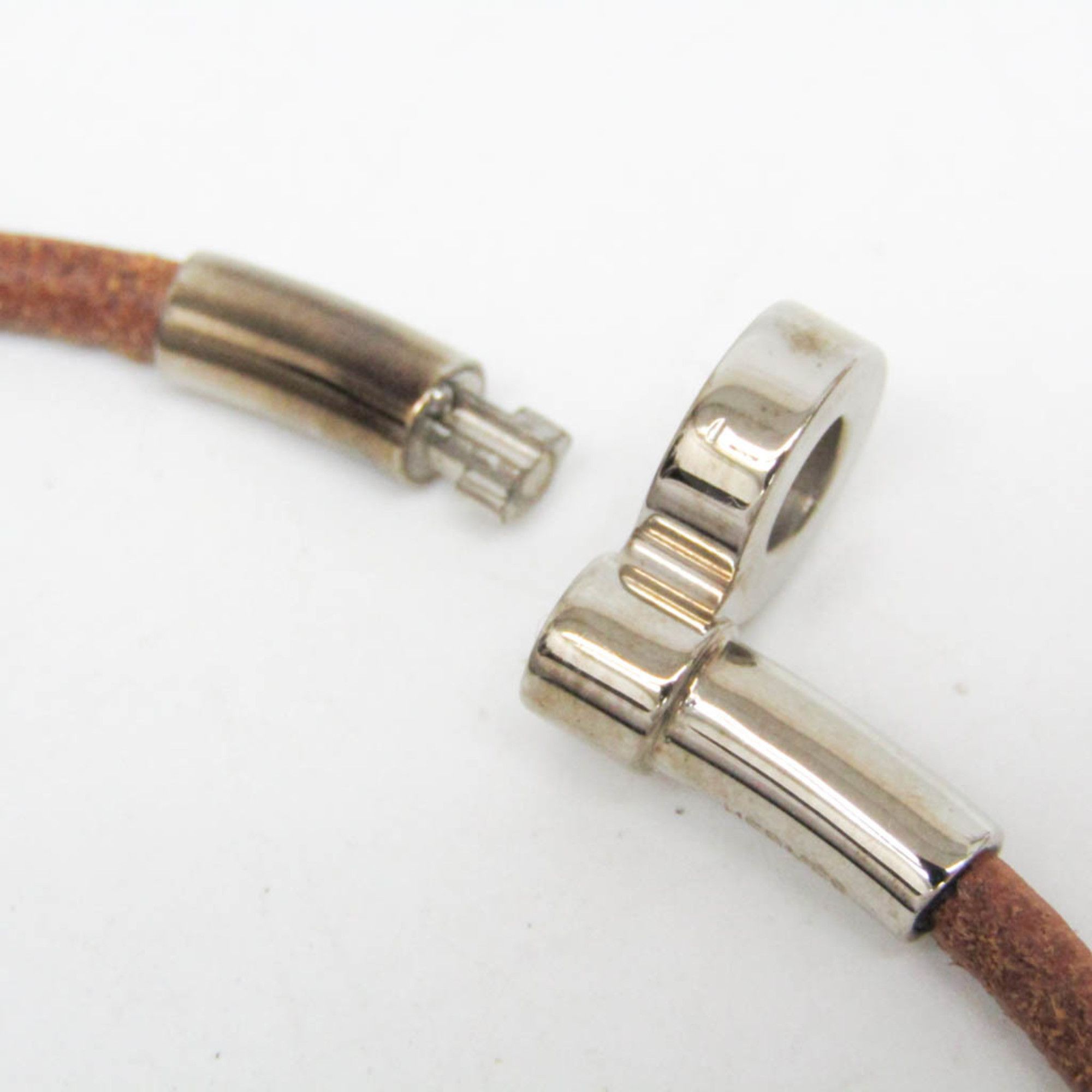 Hermes Hermes Kite Choker Leather,Metal Bangle Brown,Silver Size ONE SIZE - 6 Thumbnail
