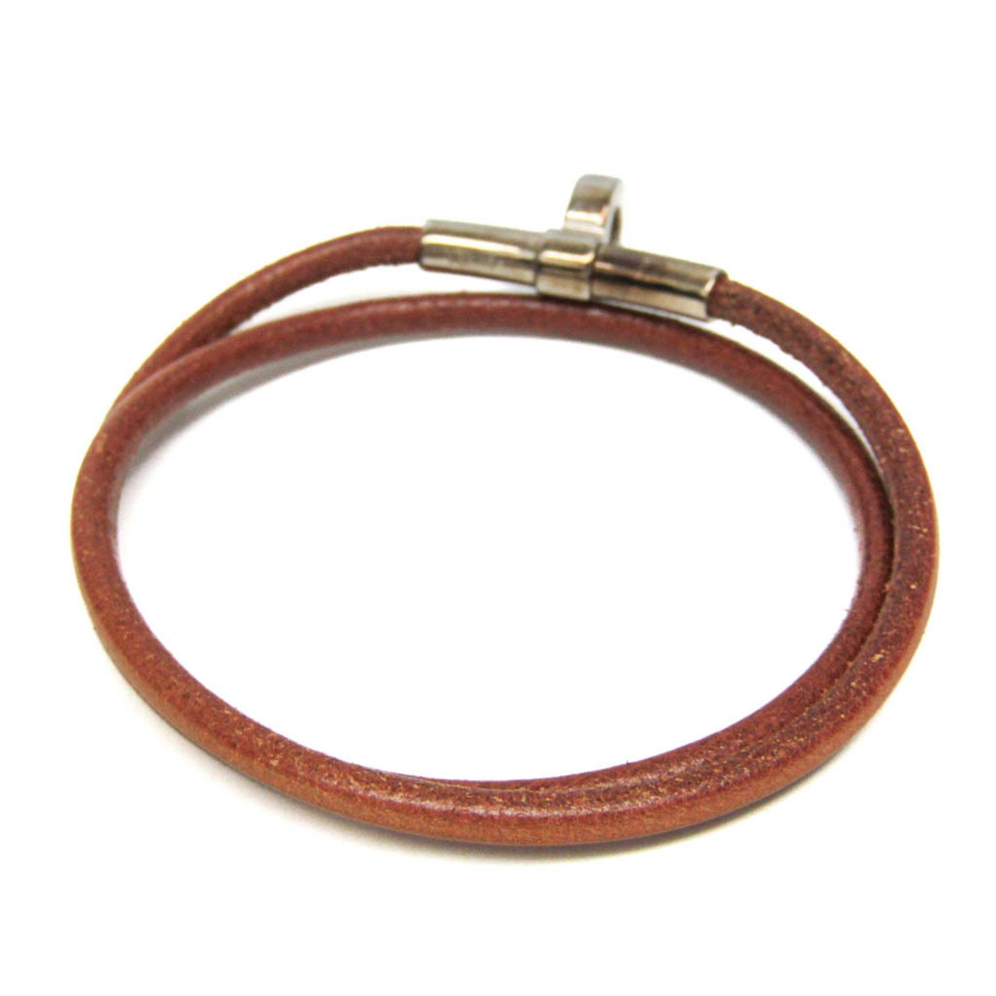 Hermes Hermes Kite Choker Leather,Metal Bangle Brown,Silver Size ONE SIZE - 2 Thumbnail