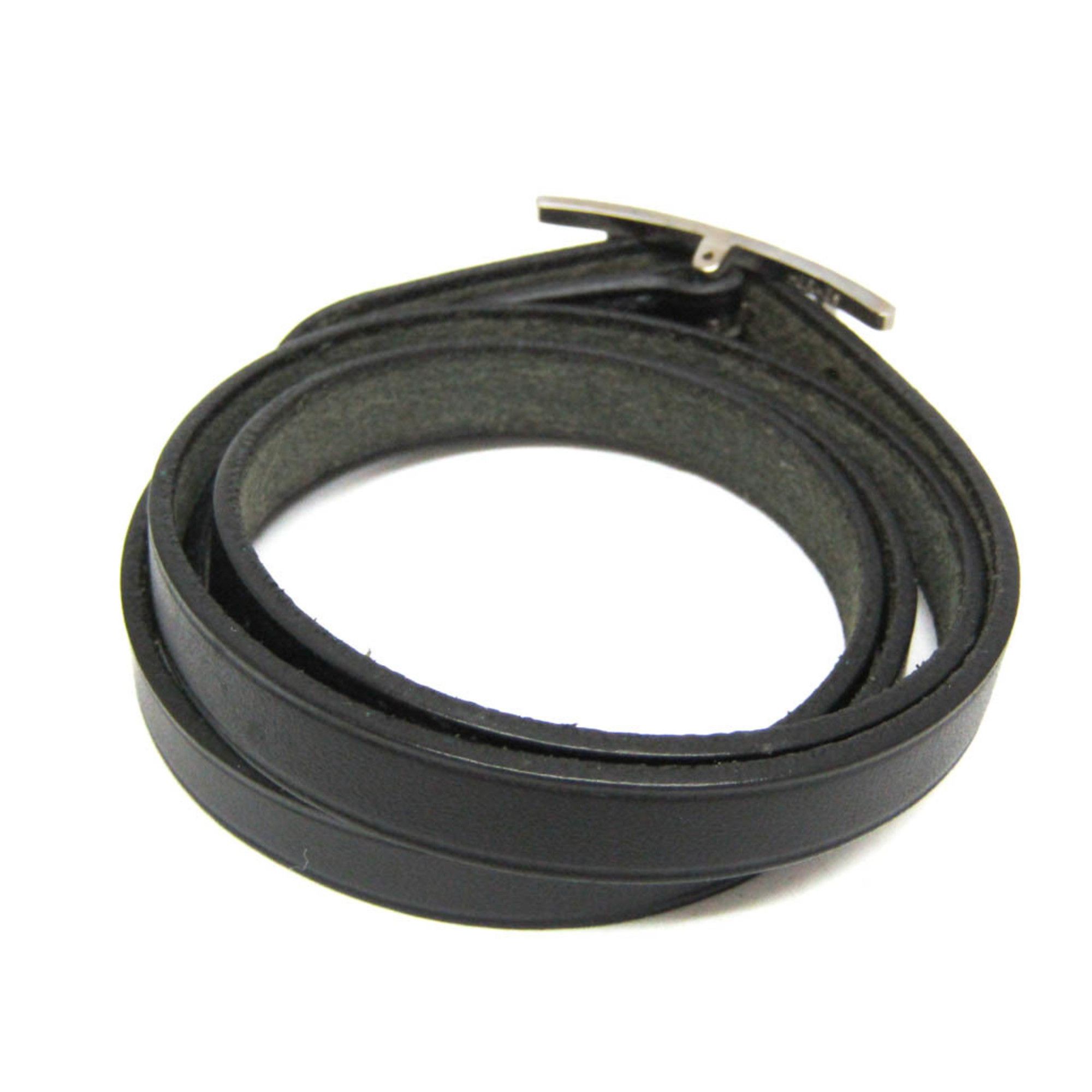 Hermes Hermes Hapi Triple Bracelet Choker Leather,Metal Bangle Black,Silver Size ONE SIZE - 2 Thumbnail