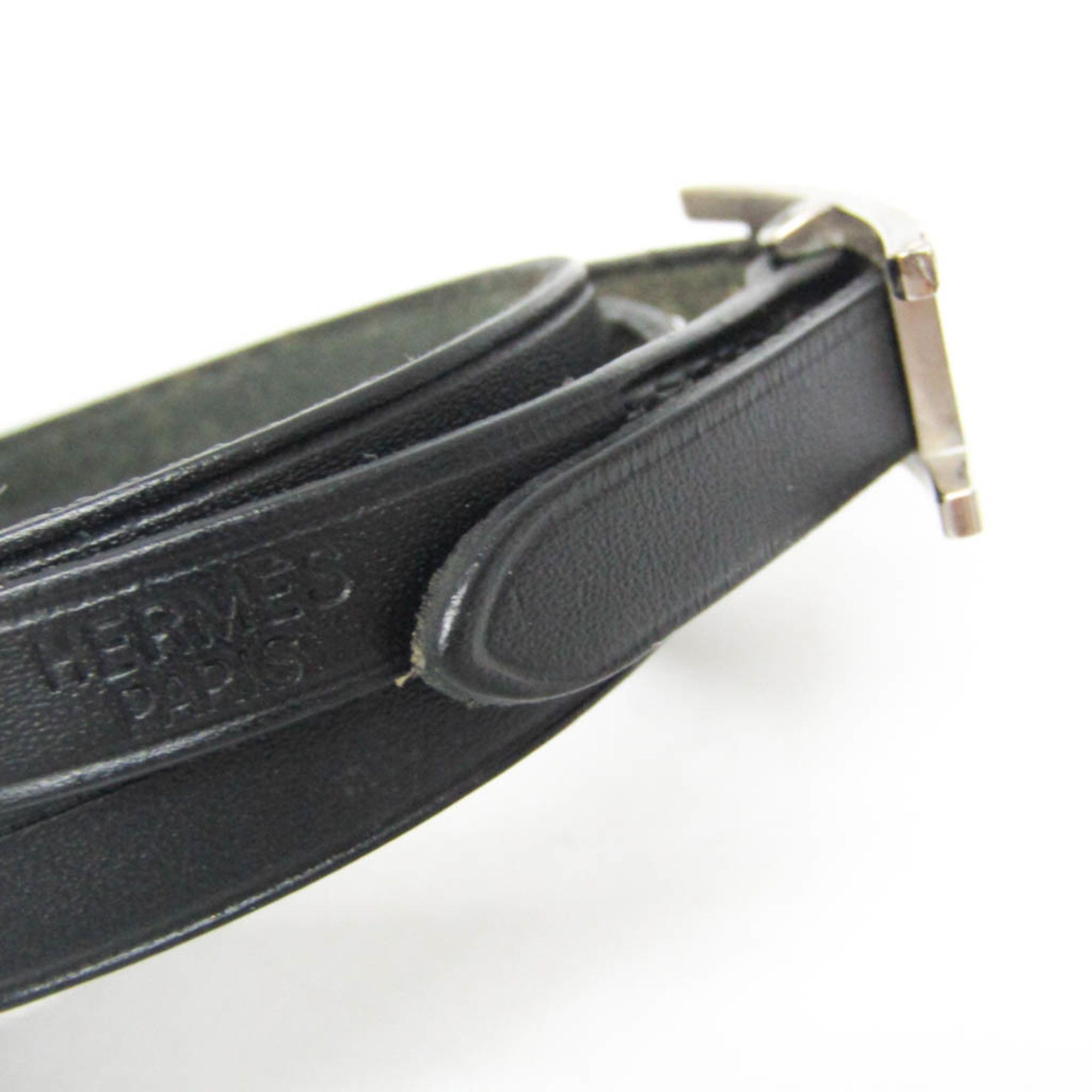 Hermes Hermes Hapi Triple Bracelet Choker Leather,Metal Bangle Black,Silver Size ONE SIZE - 6 Thumbnail