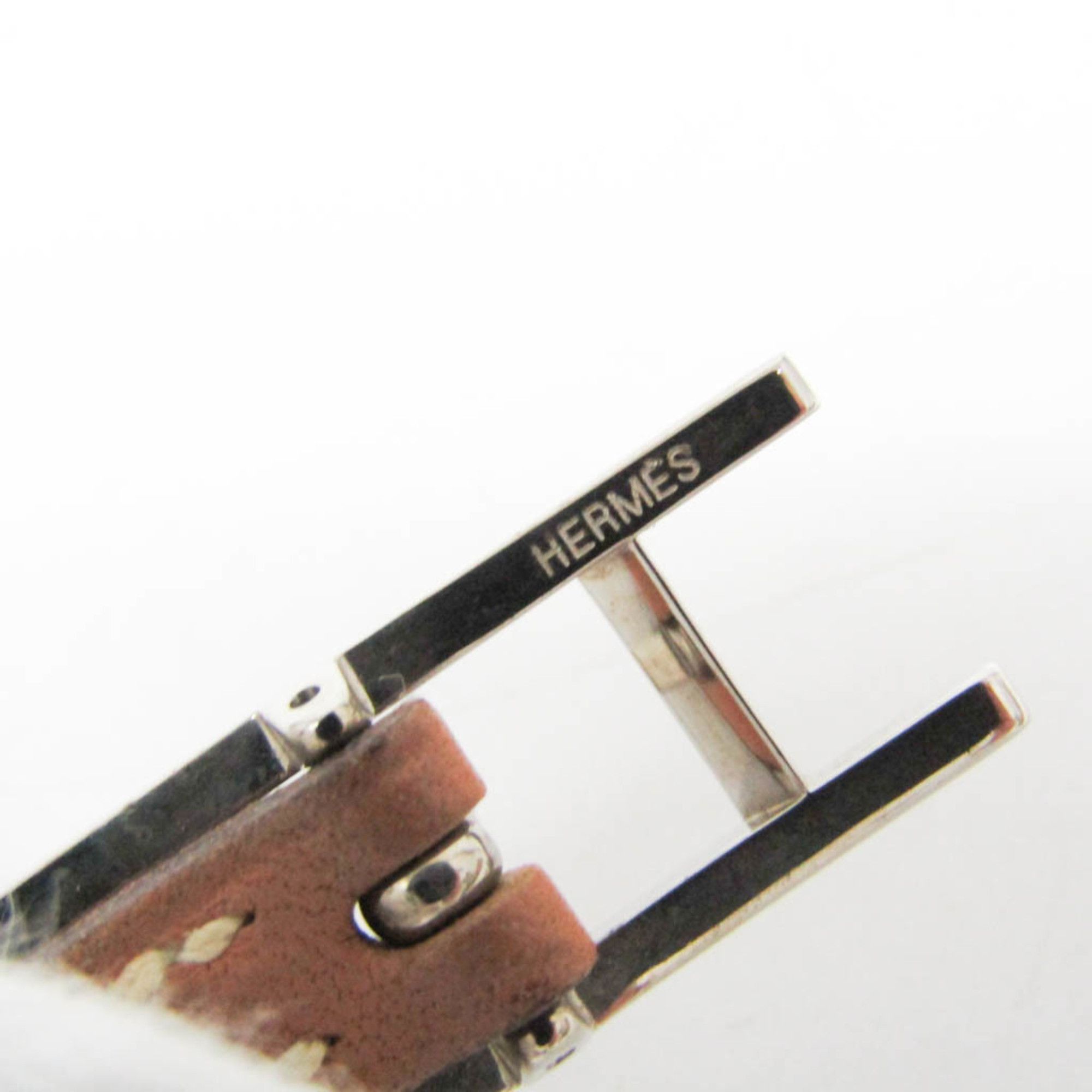 Hermes Hermes Hapi Leather,Metal Bangle Brown,Silver Size ONE SIZE - 8 Thumbnail