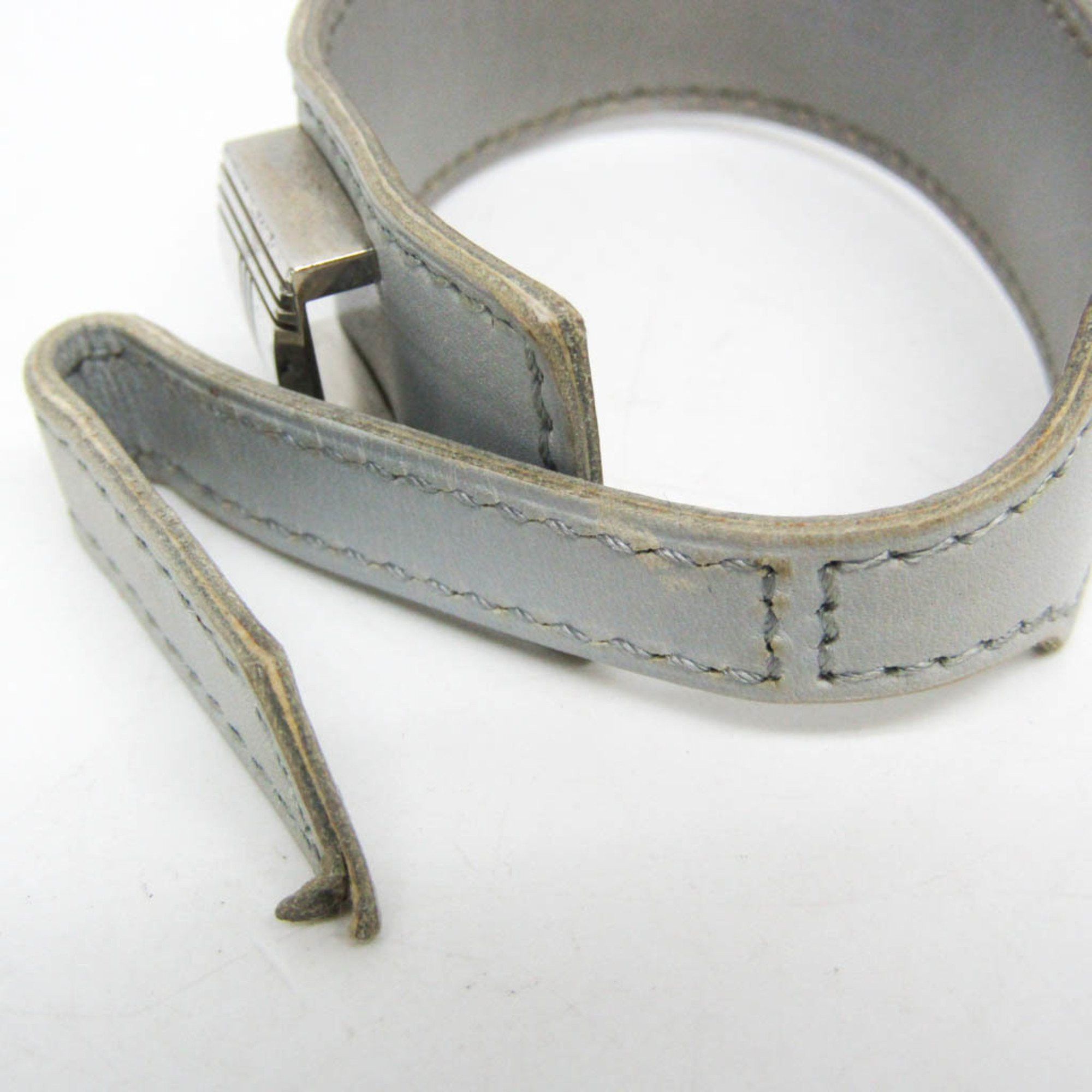 Hermes Hermes Artemis Leather,Metal Bangle Light Blue Gray,Silver Size ONE SIZE - 5 Thumbnail