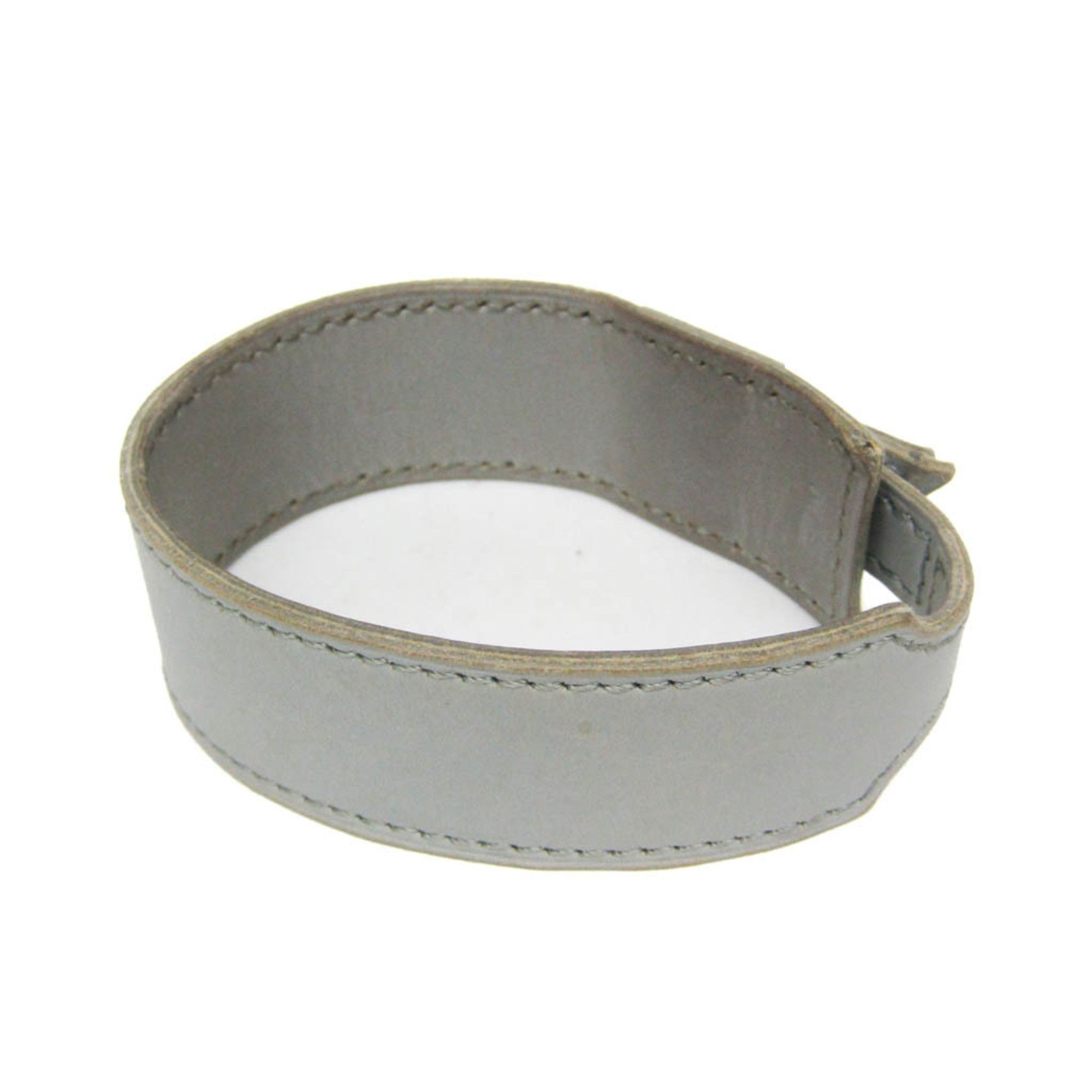 Hermes Hermes Artemis Leather,Metal Bangle Light Blue Gray,Silver Size ONE SIZE - 2 Thumbnail
