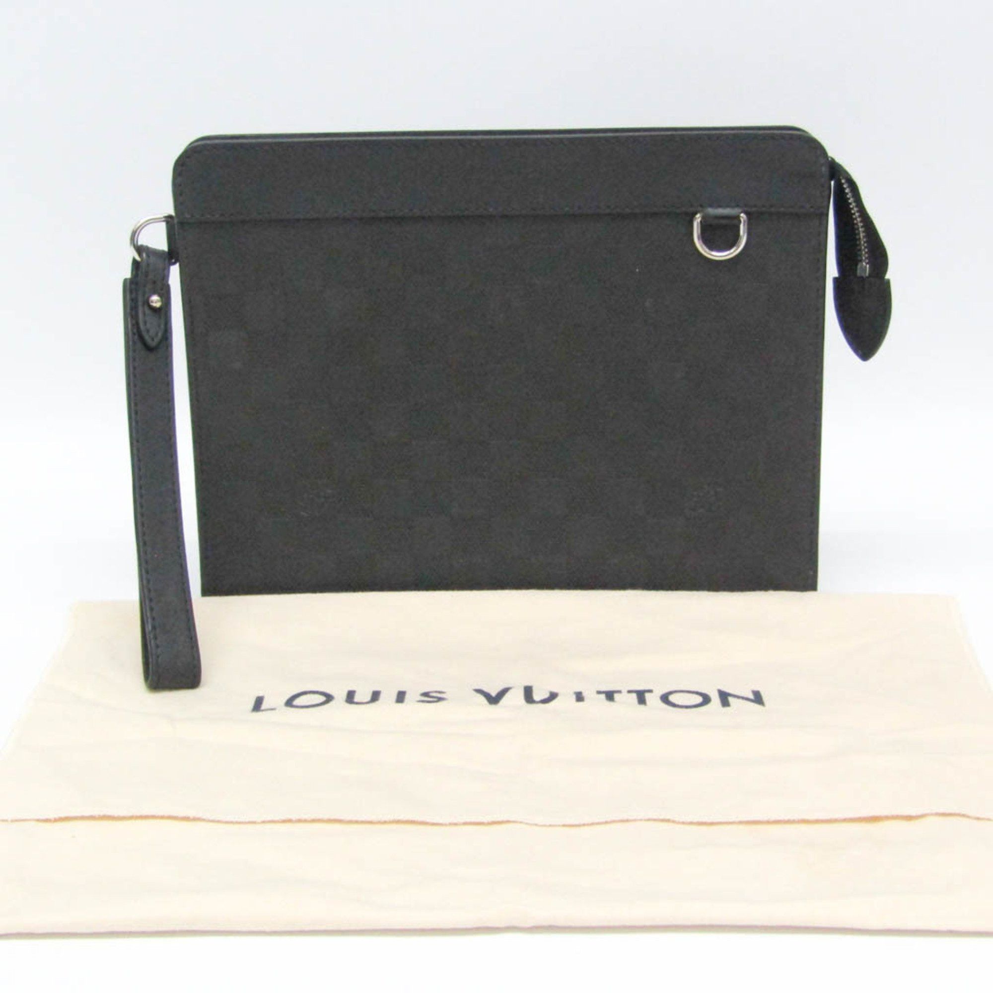 Louis Vuitton Louis Vuitton Damier Infini Stand Pouch N60450 Men's Clutch Bag Noir Size ONE SIZE - 4 Thumbnail