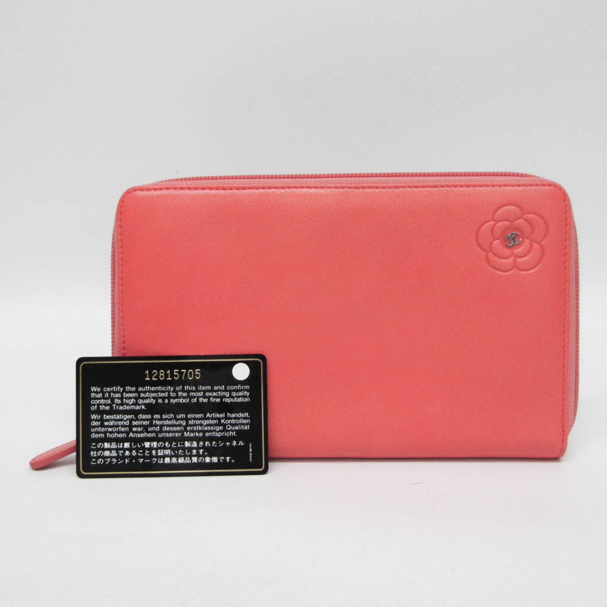 Chanel Chanel Camellia Women's Leather Long Wallet (bi-fold) Coral Pink Size ONE SIZE - 4 Thumbnail