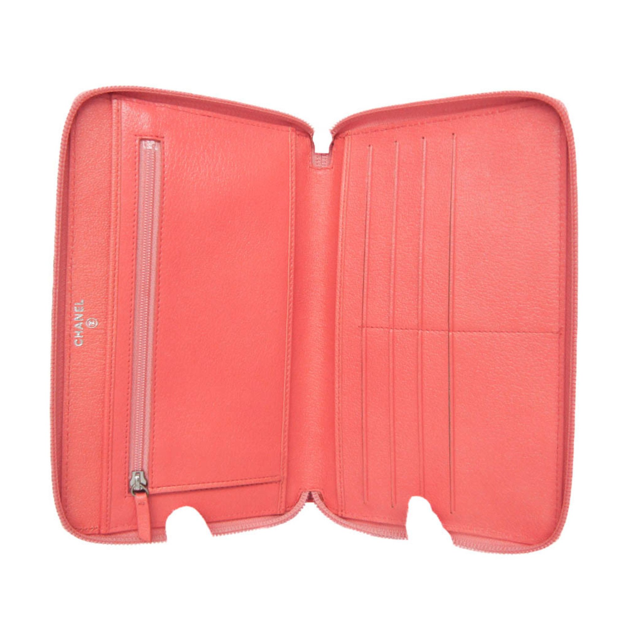 Chanel Chanel Camellia Women's Leather Long Wallet (bi-fold) Coral Pink Size ONE SIZE - 3 Thumbnail
