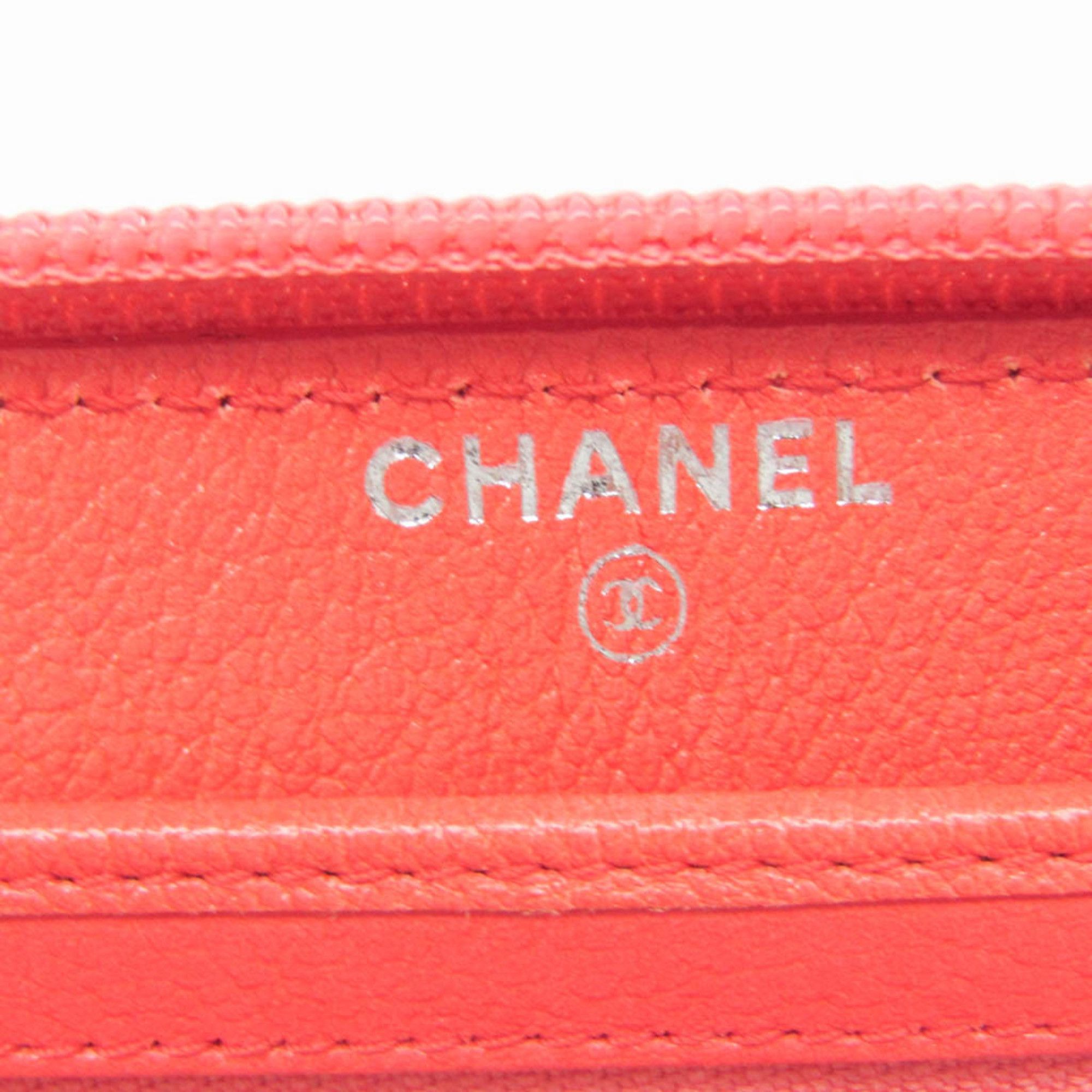 Chanel Chanel Camellia Women's Leather Long Wallet (bi-fold) Coral Pink Size ONE SIZE - 9 Thumbnail