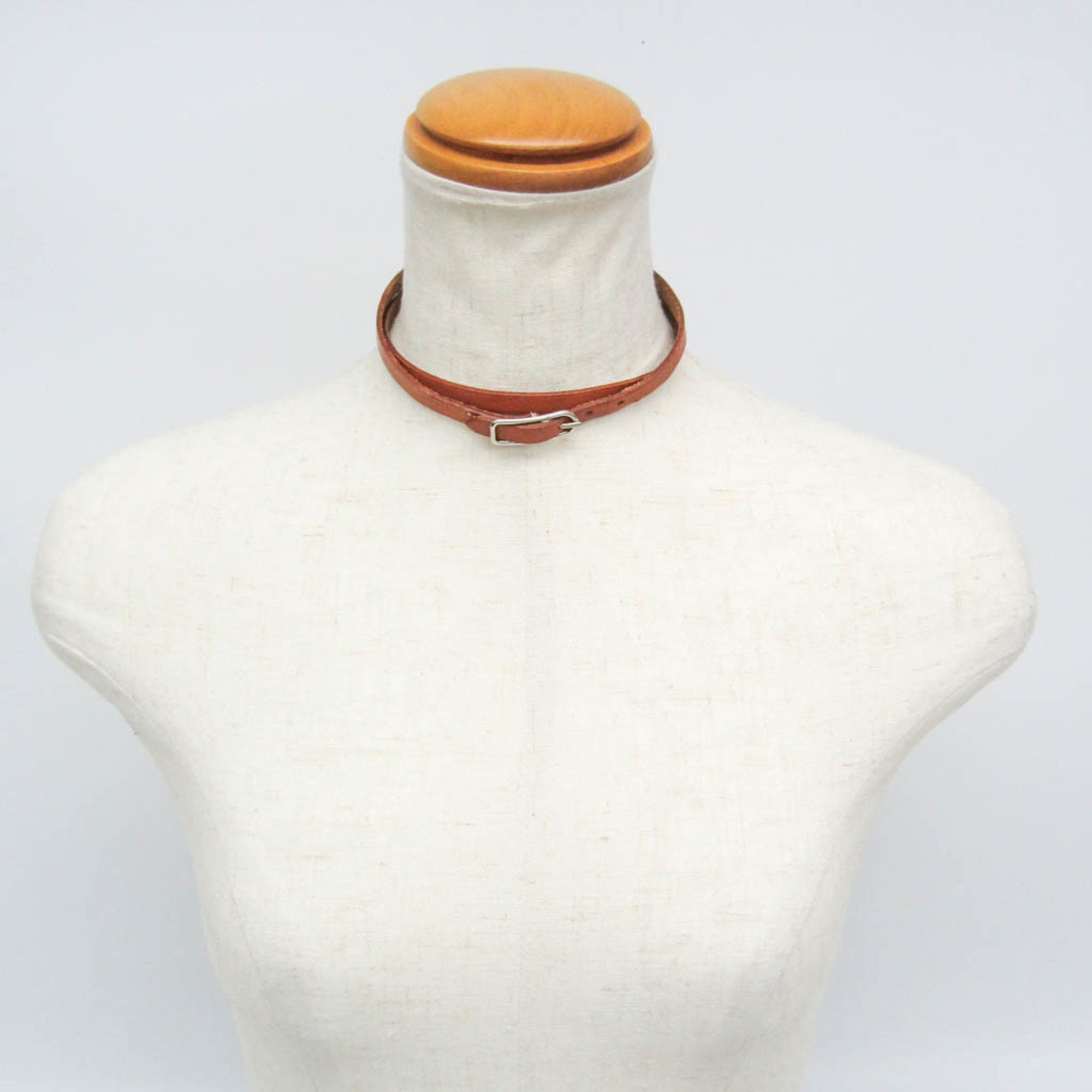 Hermes Hermes Api Choker Leather,Metal Bangle Brown,Silver Size ONE SIZE - 10 Thumbnail