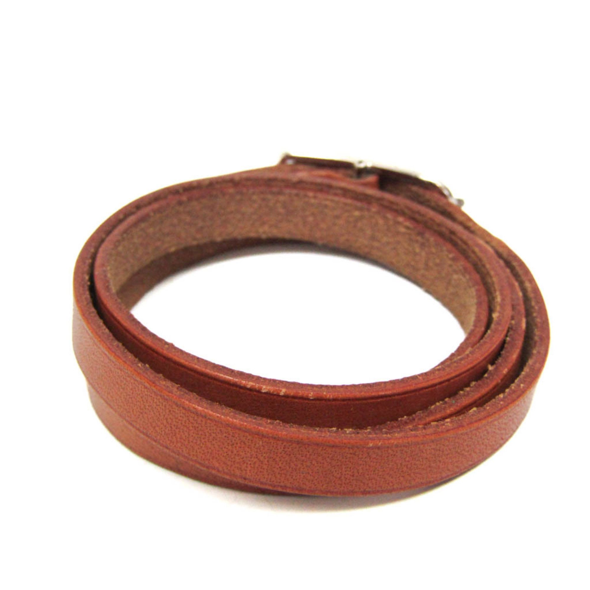 Hermes Hermes Api Choker Leather,Metal Bangle Brown,Silver Size ONE SIZE - 2 Thumbnail