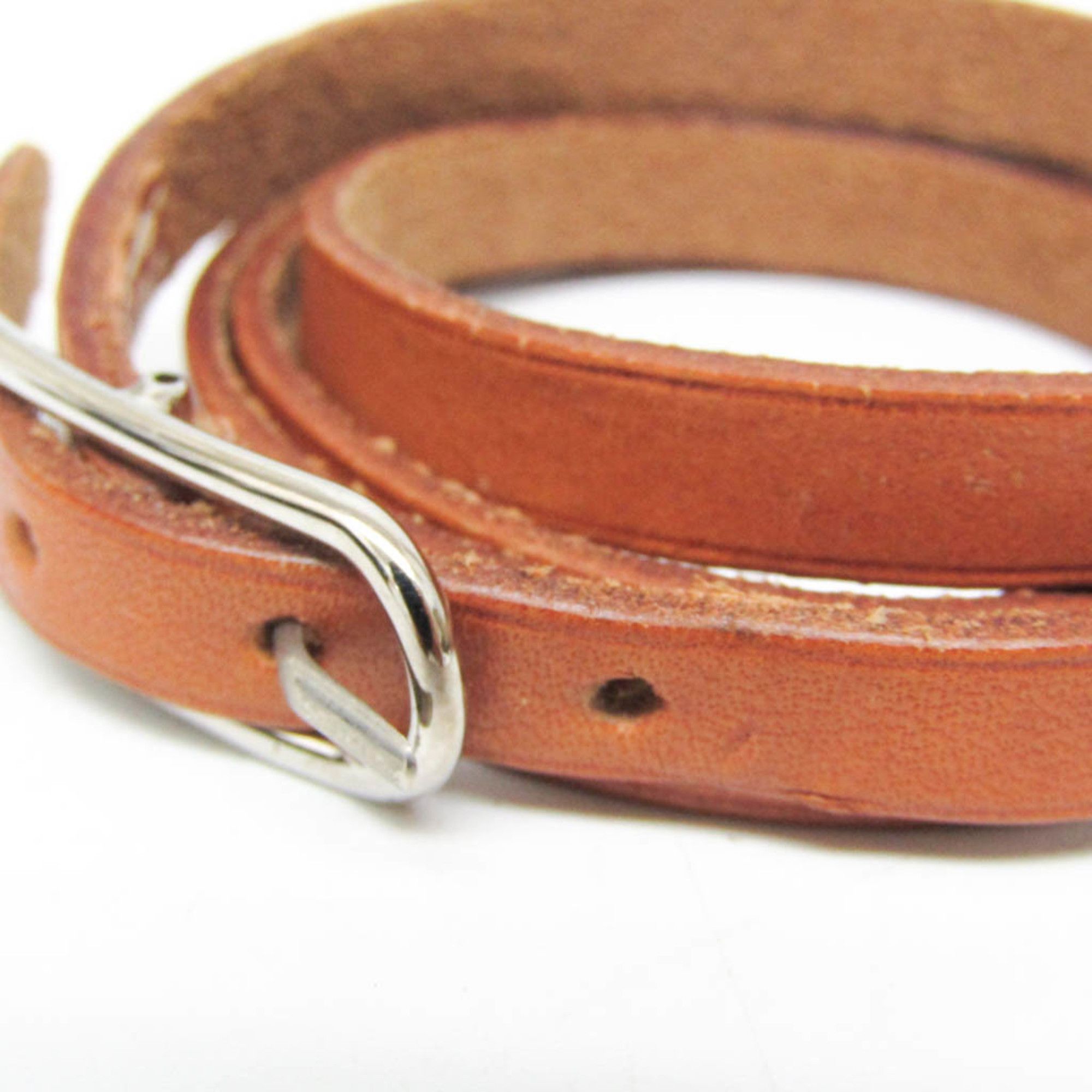 Hermes Hermes Api Choker Leather,Metal Bangle Brown,Silver Size ONE SIZE - 3 Thumbnail