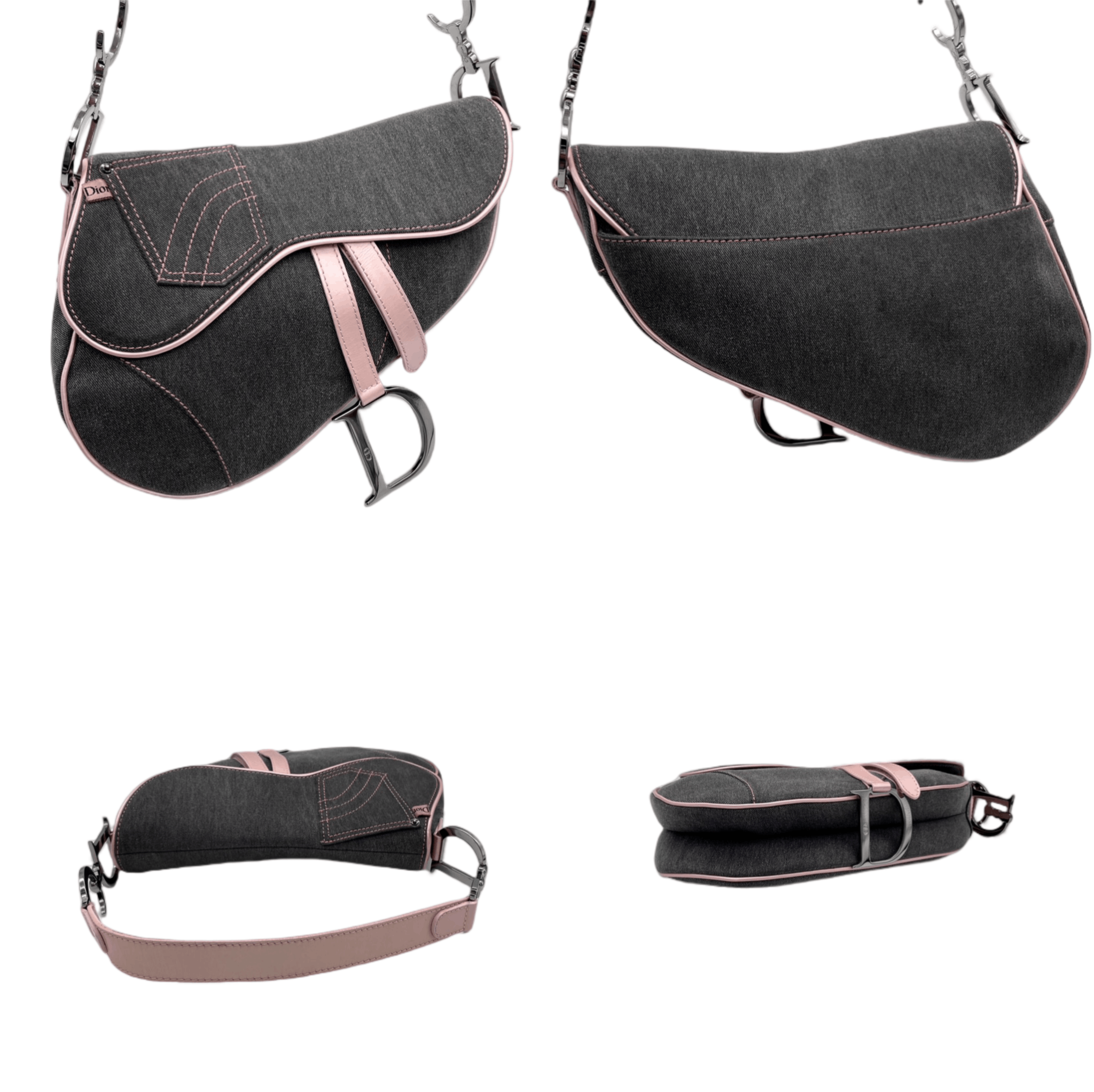 Dior Christian Dior Saddlebag Denim Shoulder Bag Gray Size ONE SIZE - 8 Thumbnail